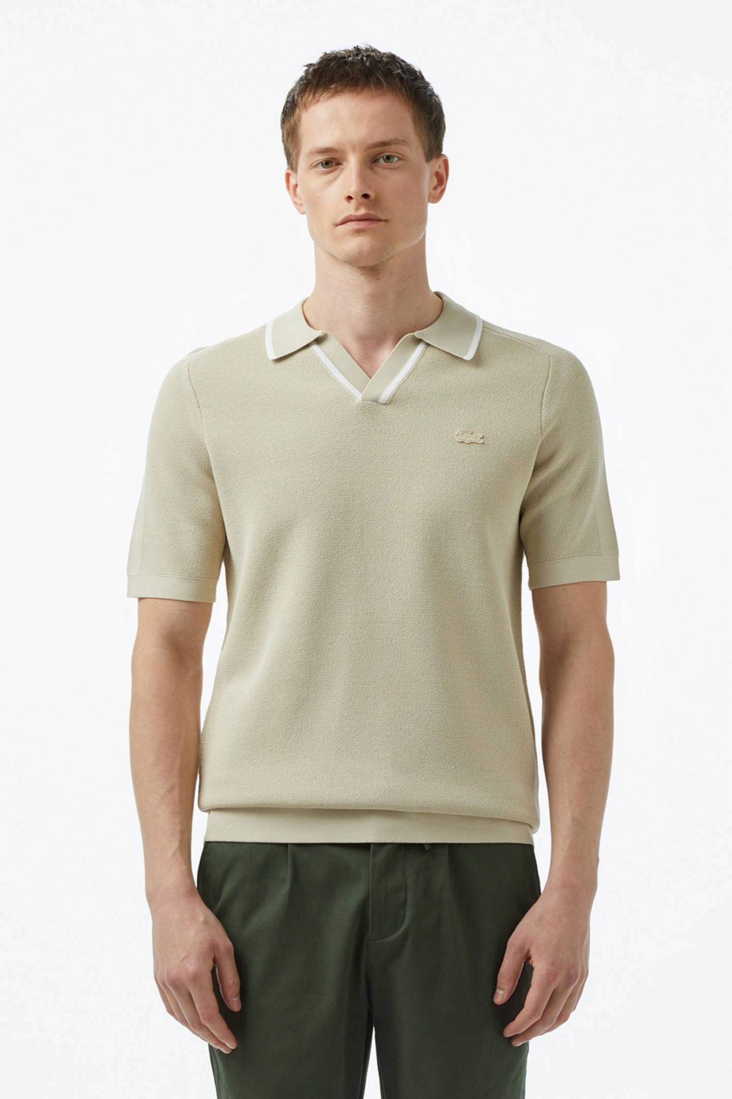 Мужской бежевый свитер Бежевый L-XL Lacoste AH0504RE8M Мужской бежевый свитер Бежевый L-XL Lacoste AH0504RE8M