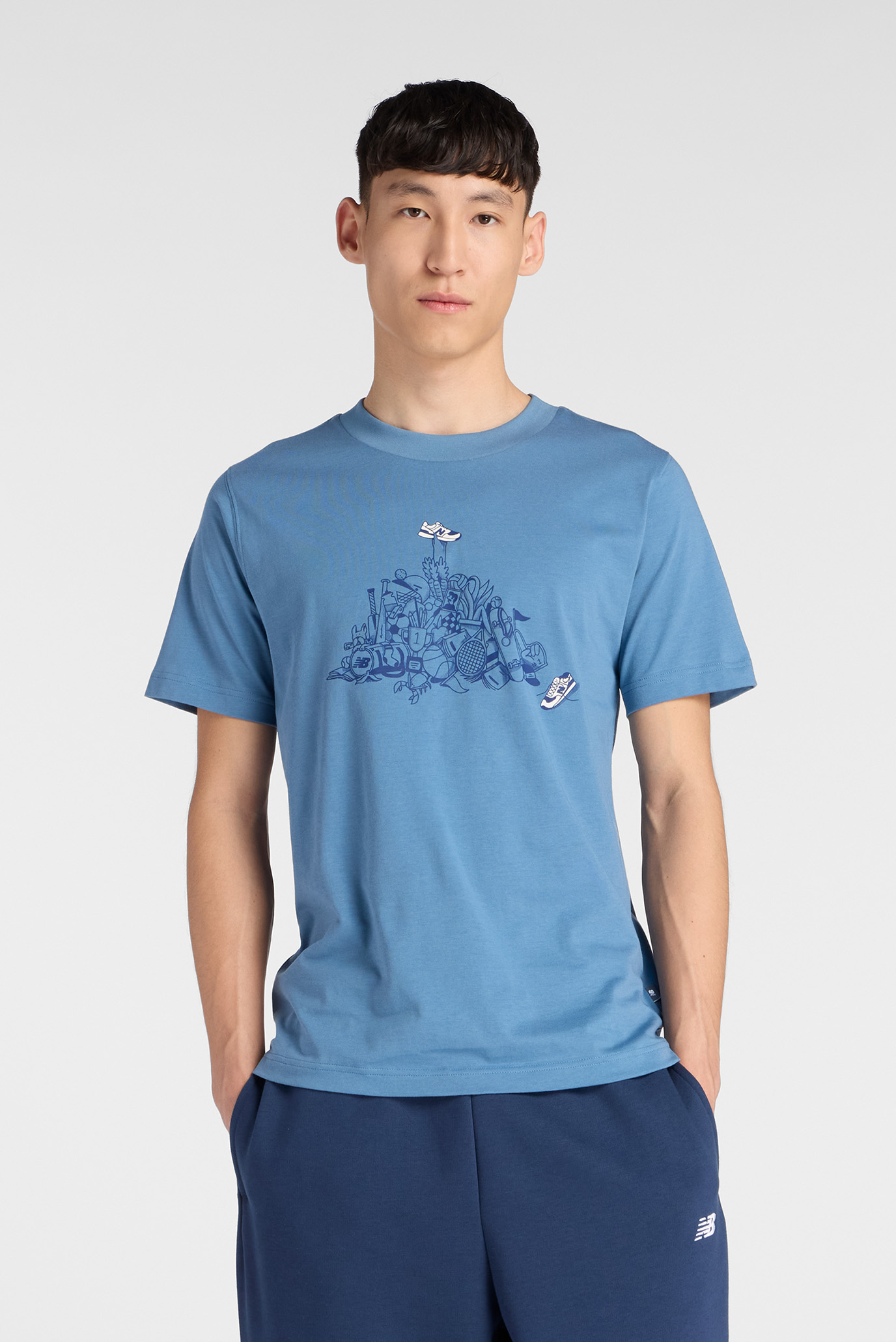 Мужская синяя футболка Athletics Pile Голубой XL New Balance MT53964SRU Мужская синяя футболка Athletics Pile Голубой XL New Balance MT53964SRU