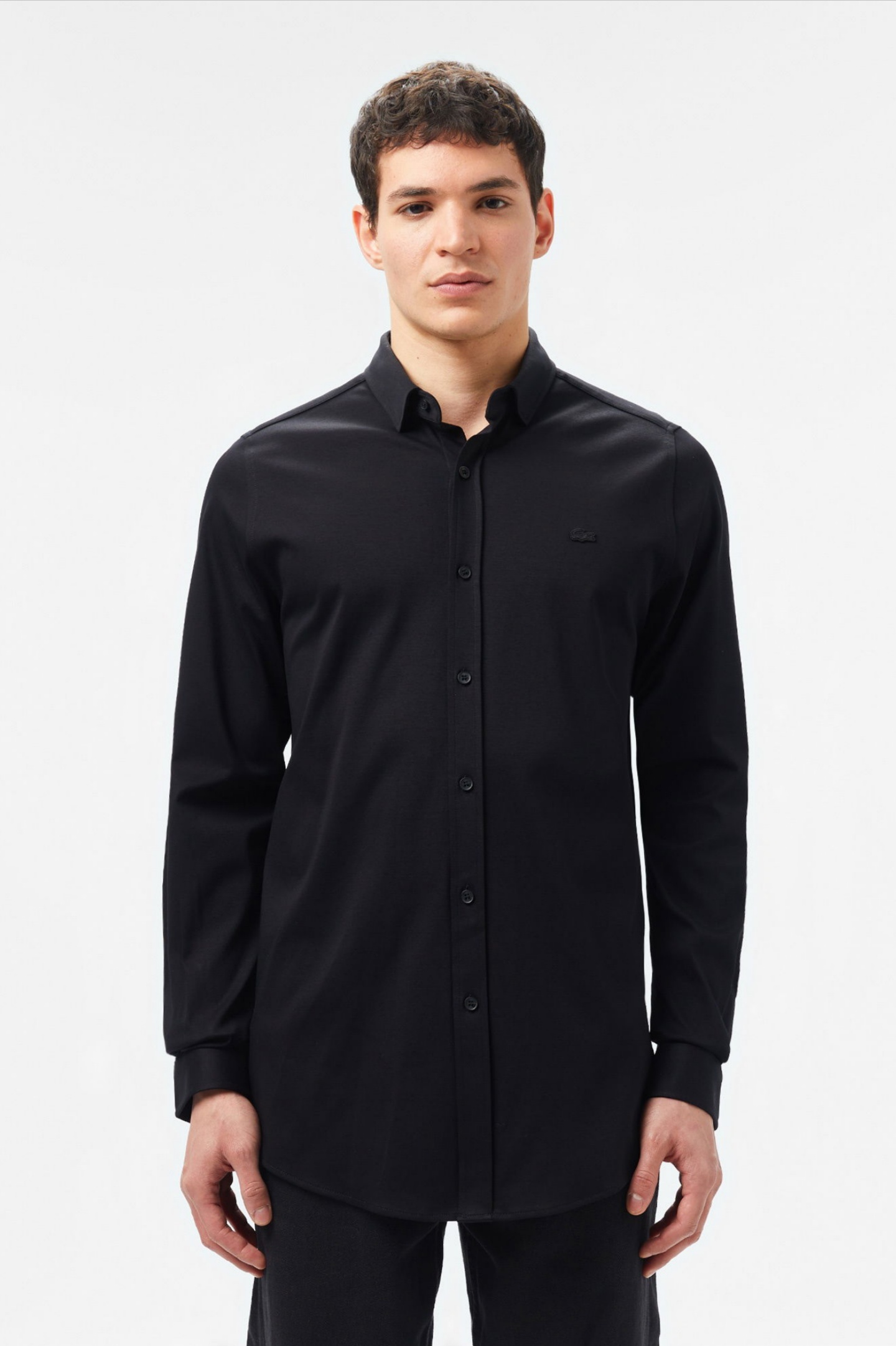 Мужская черная рубашка Черный 43 Lacoste CH2422031 Мужская черная рубашка Черный 43 Lacoste CH2422031