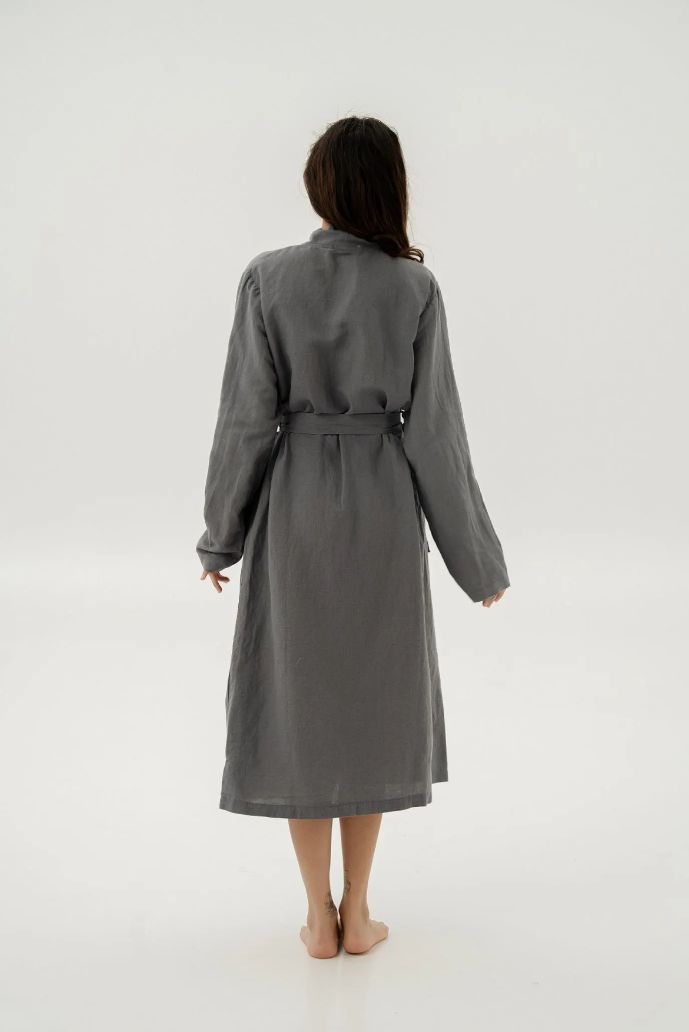 Женский серый халат-кимоно со льна Madrida серый 2