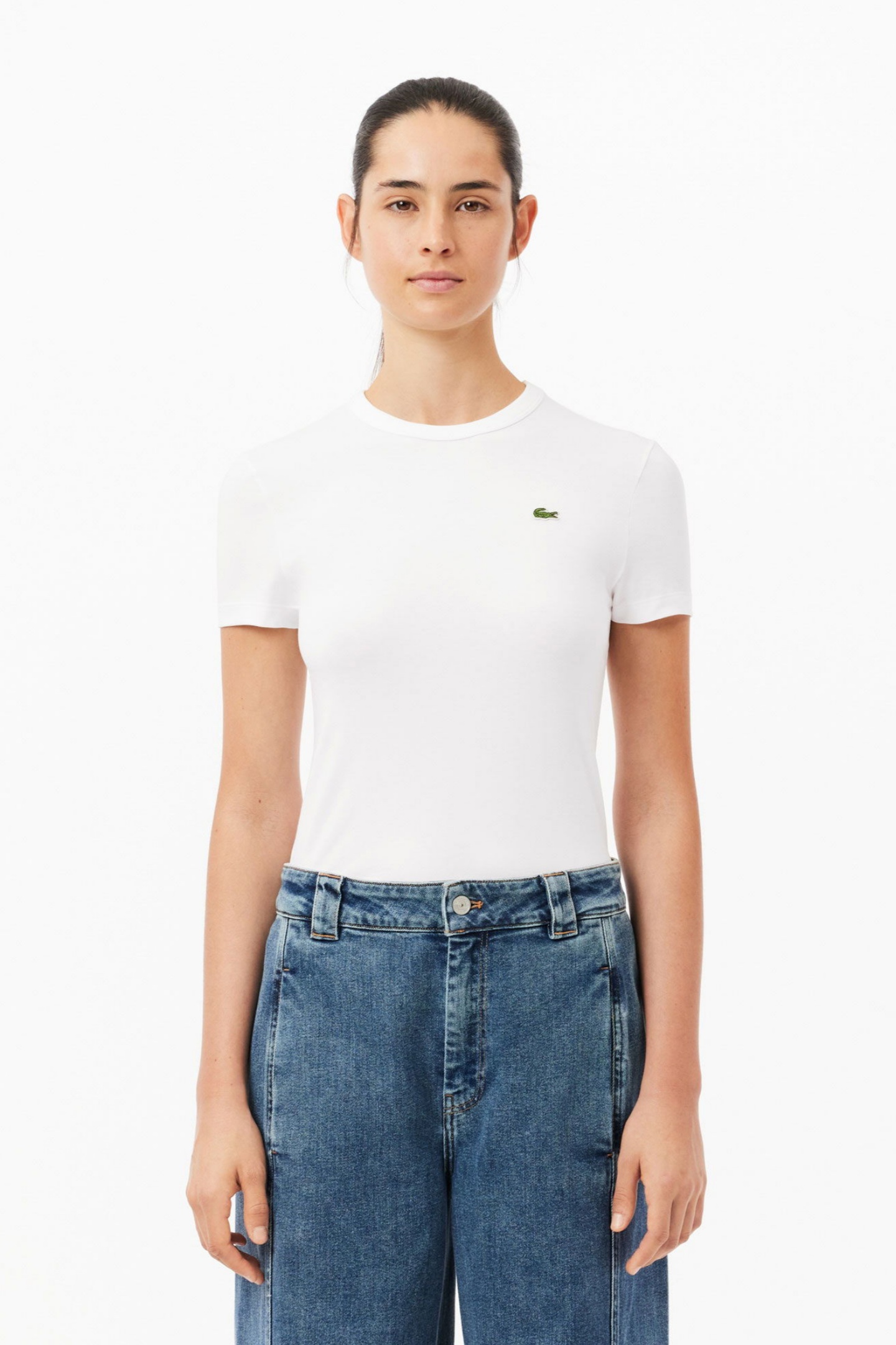 Женская белая футболка Slim Fit Белый 36 Lacoste TF7218001 Женская белая футболка Slim Fit Белый 36 Lacoste TF7218001