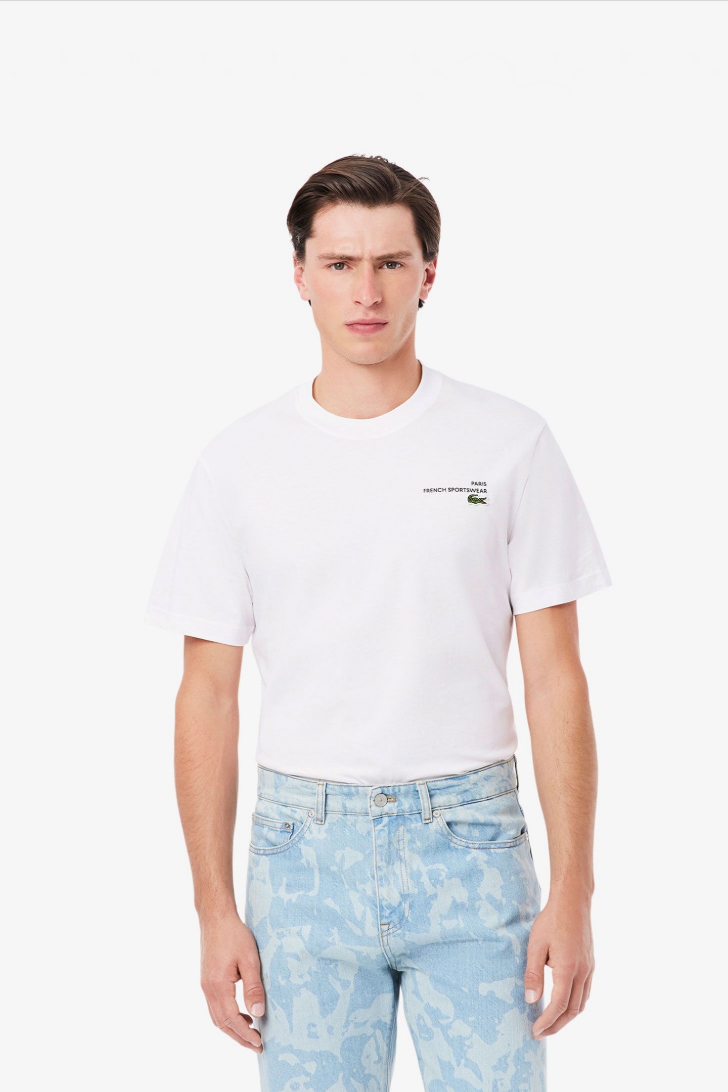 Мужская белая футболка Белый L-XL Lacoste TH9880001 Мужская белая футболка Белый L-XL Lacoste TH9880001