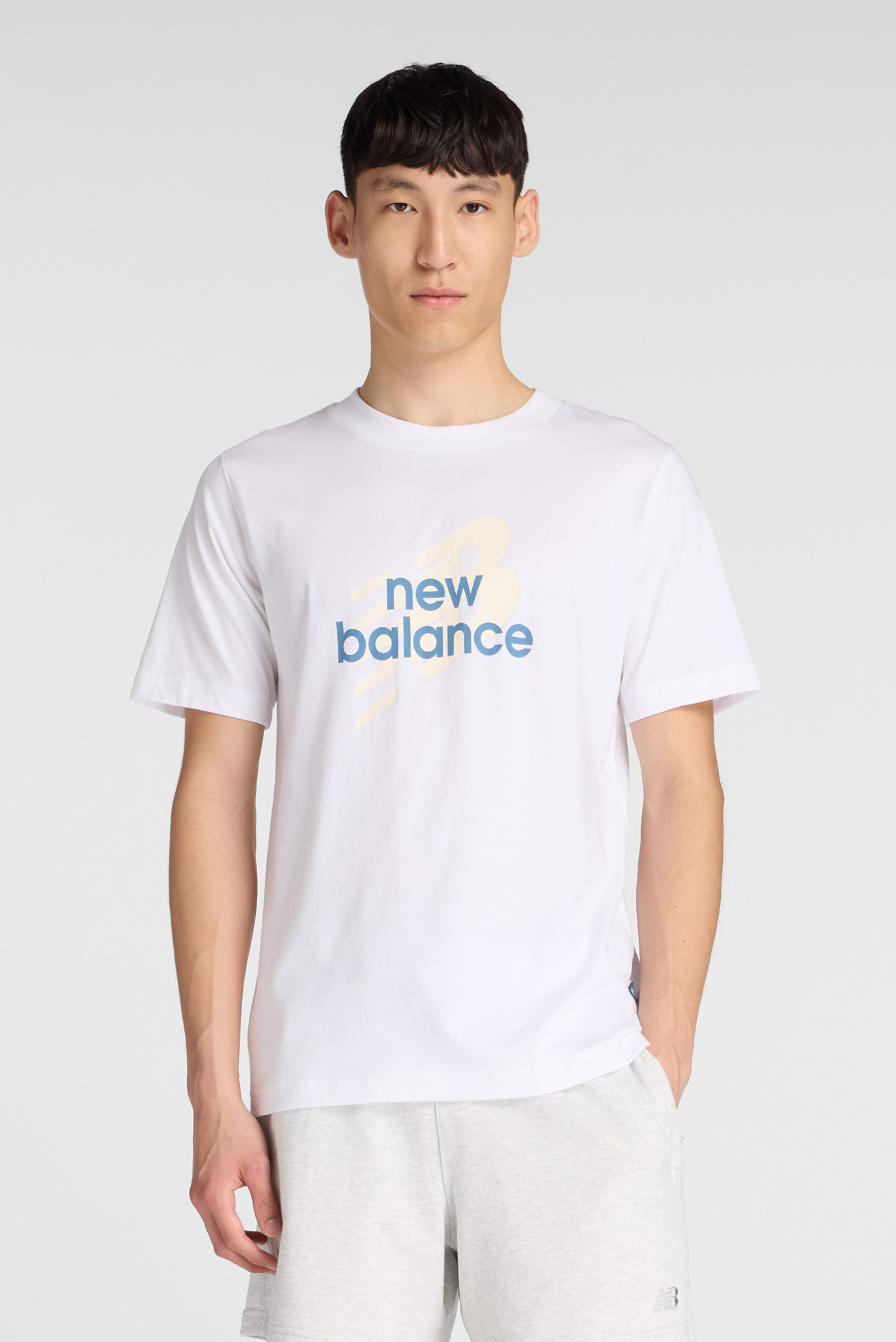 Мужская белая футболка Angular Logo Белый M New Balance MT53952WT Мужская белая футболка Angular Logo Белый M New Balance MT53952WT