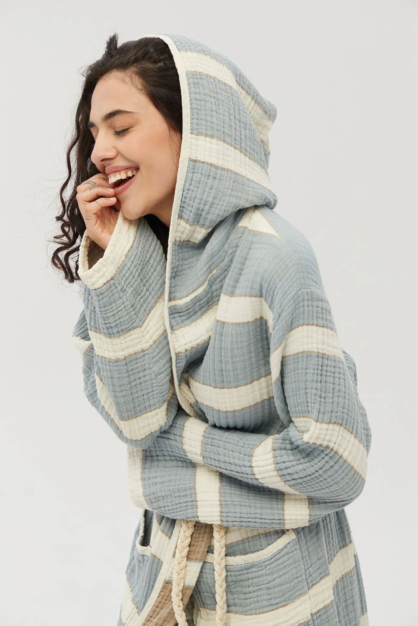 Жіночий халат Milana muslin lead blue-khaki 2