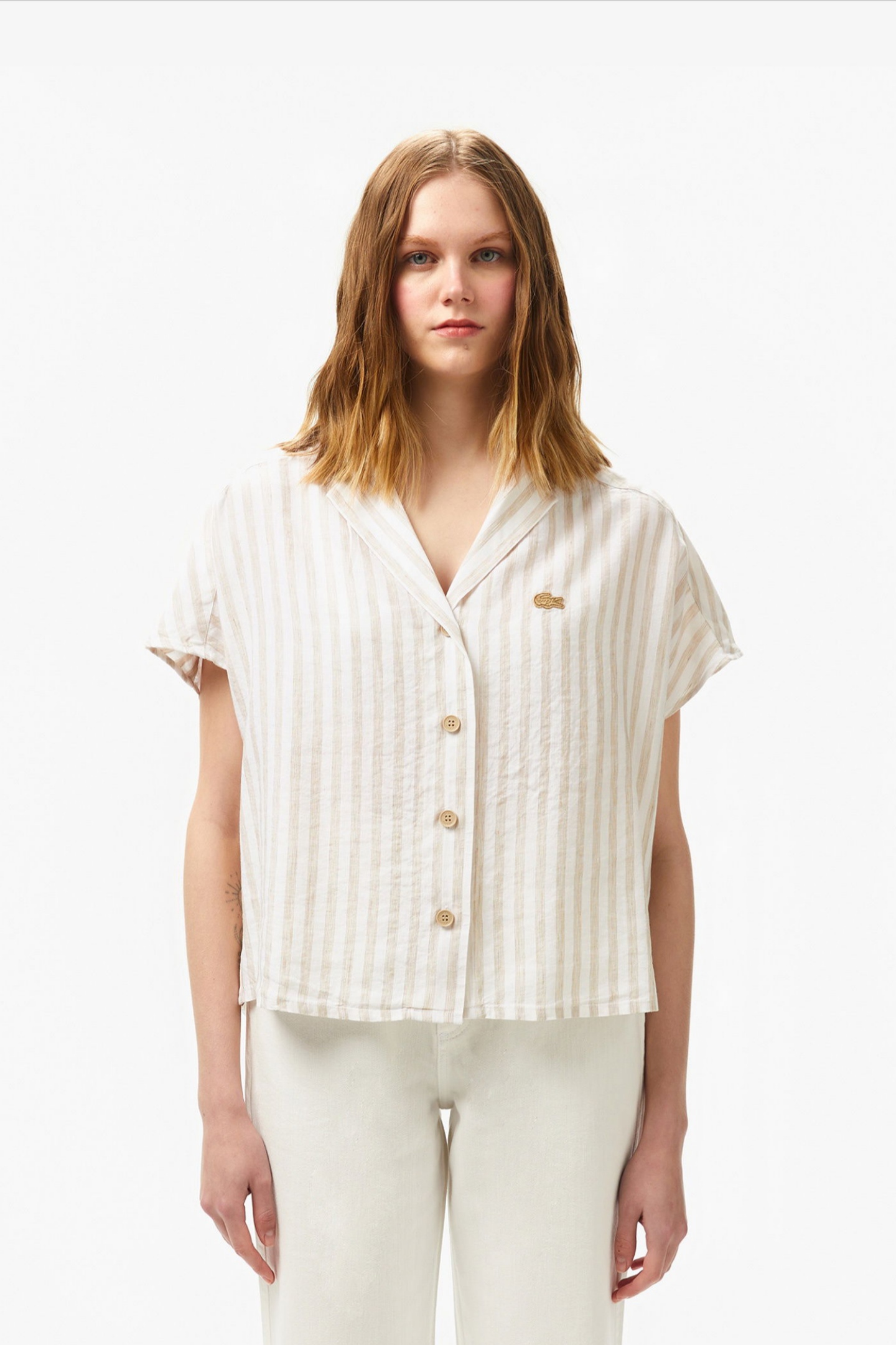 Женская бежевая рубашка Бежевый 42 Lacoste CF051502S Женская бежевая рубашка Бежевый 42 Lacoste CF051502S