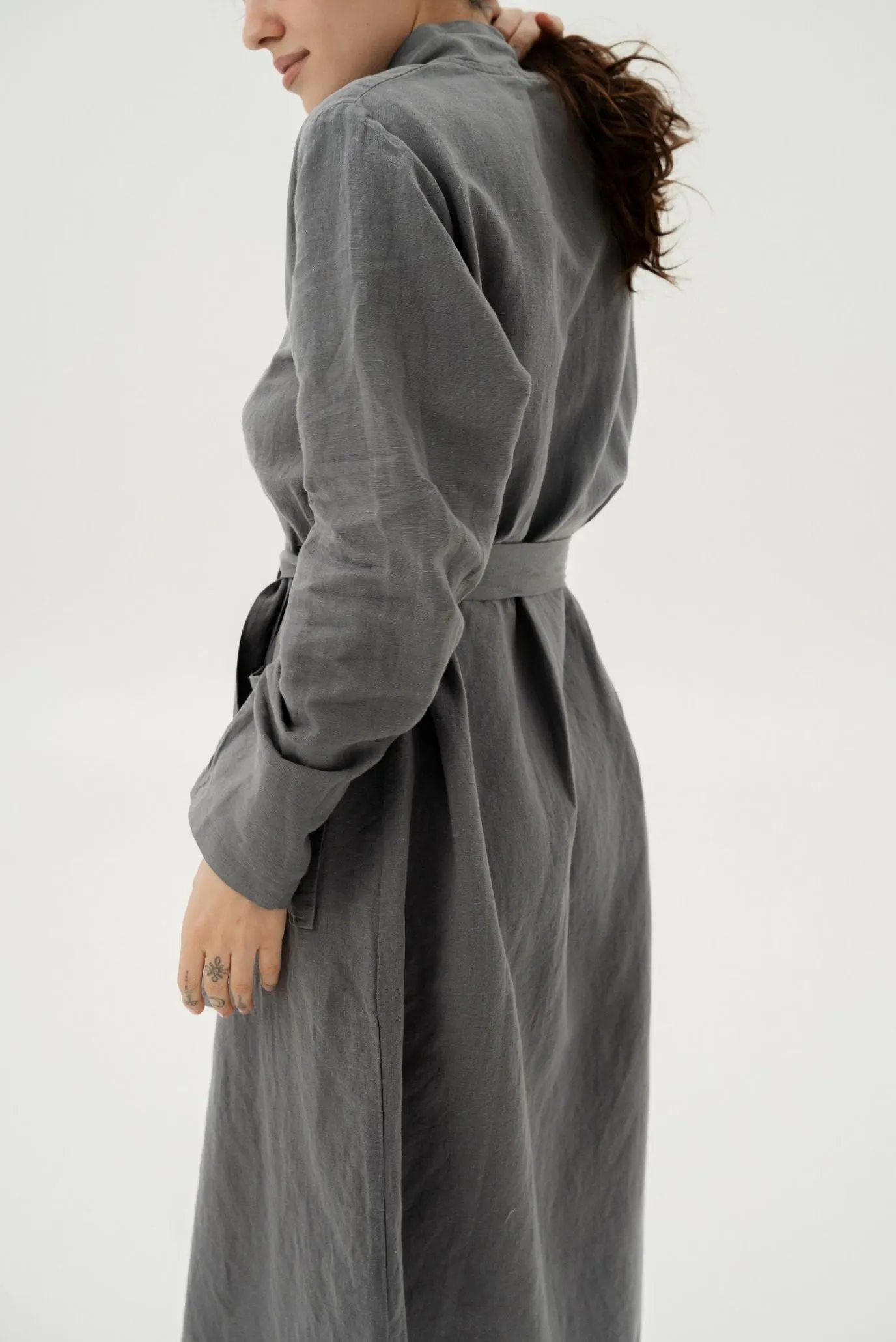 Женский серый халат-кимоно со льна Madrida серый 3