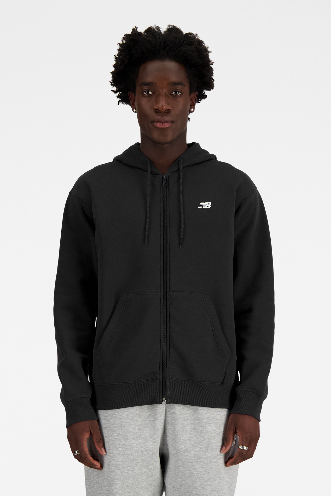 Мужское черное худи Sport Essentials Full Zip Черный XL New Balance MJ41502BK Мужское черное худи Sport Essentials Full Zip Черный XL New Balance MJ41502BK