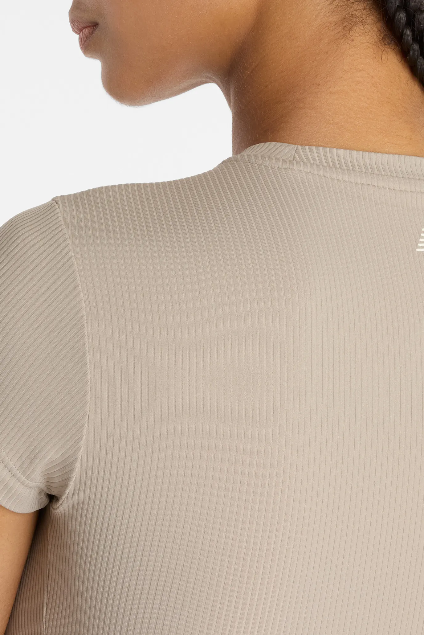 Жіноча бежева футболка Ribbed Fitted 5
