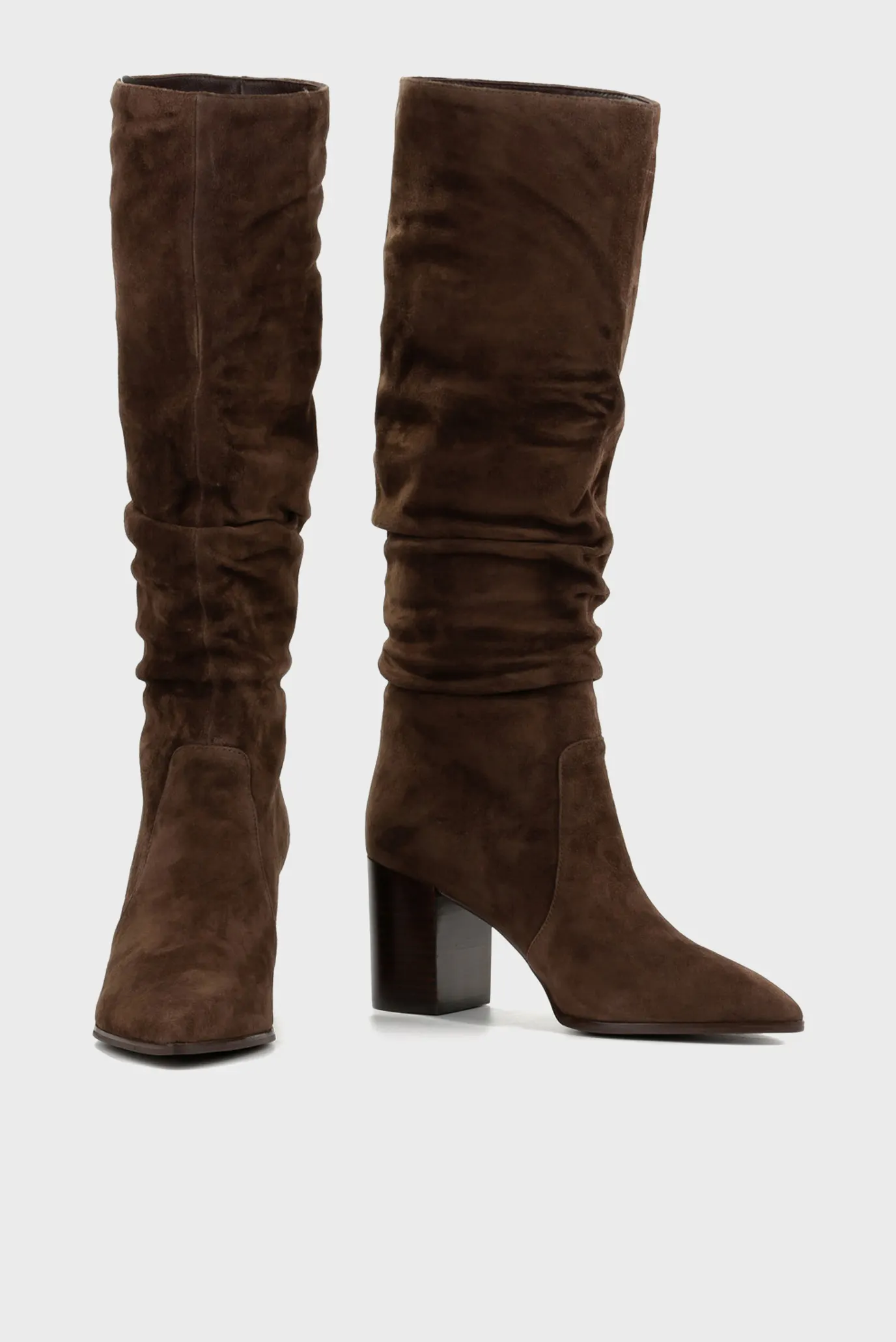 Женские коричневые замшевые сапоги 3