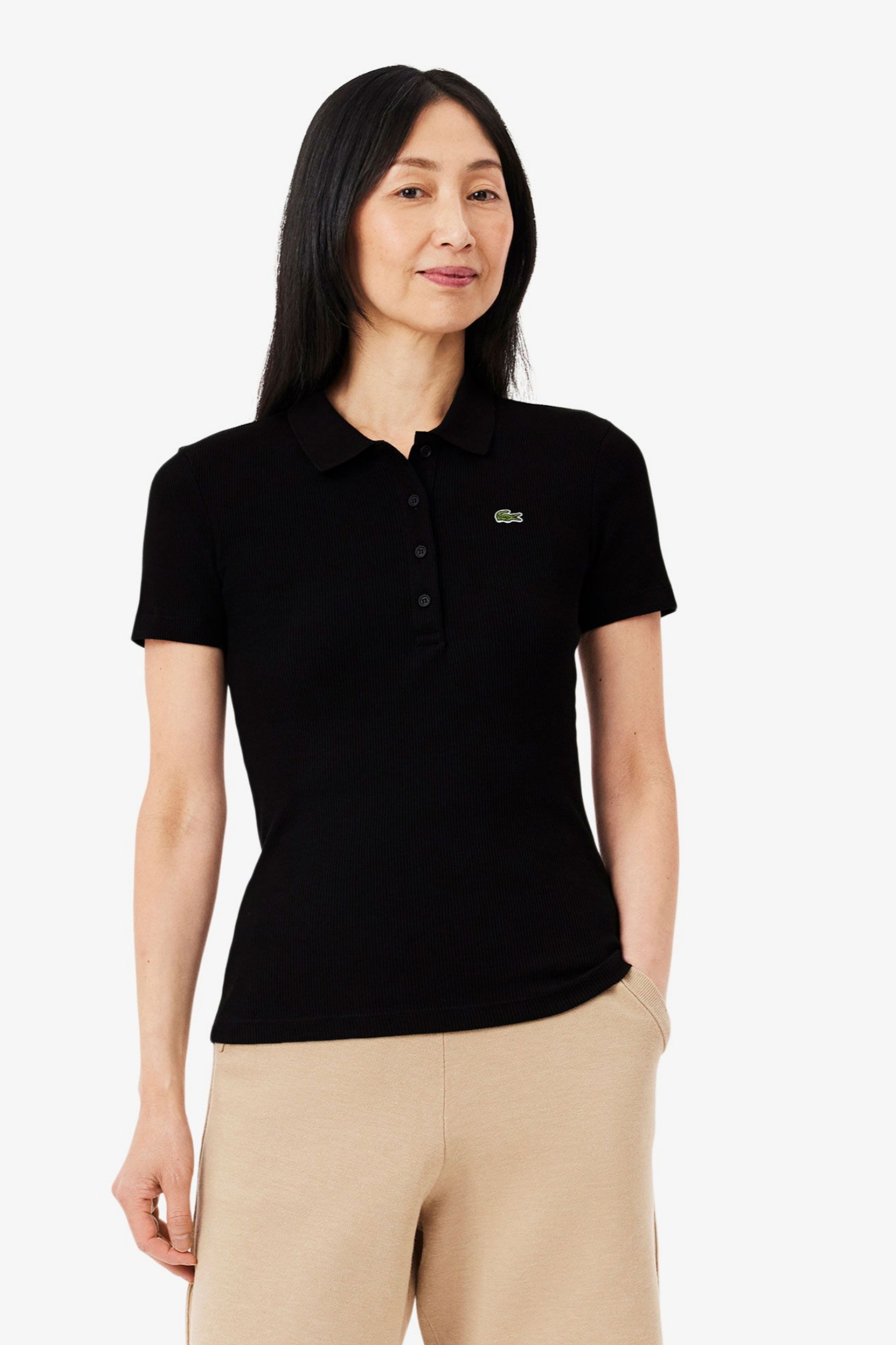 Женское черное поло L.12.D Черный 40 Lacoste DF5377031 Женское черное поло L.12.D Черный 40 Lacoste DF5377031