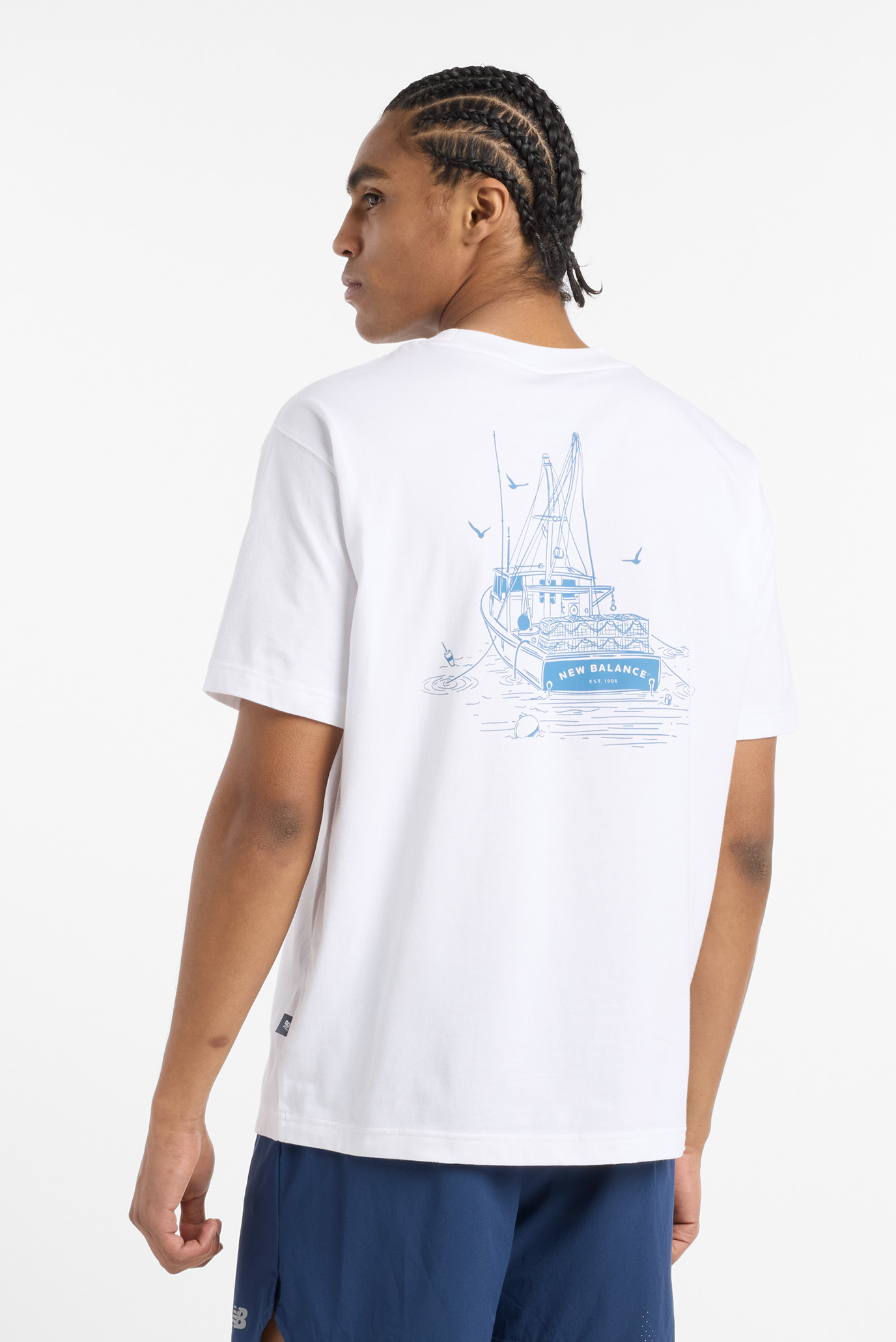 Мужская белая футболка Lobster Boat Белый XXL New Balance MT51923WT Мужская белая футболка Lobster Boat Белый XXL New Balance MT51923WT