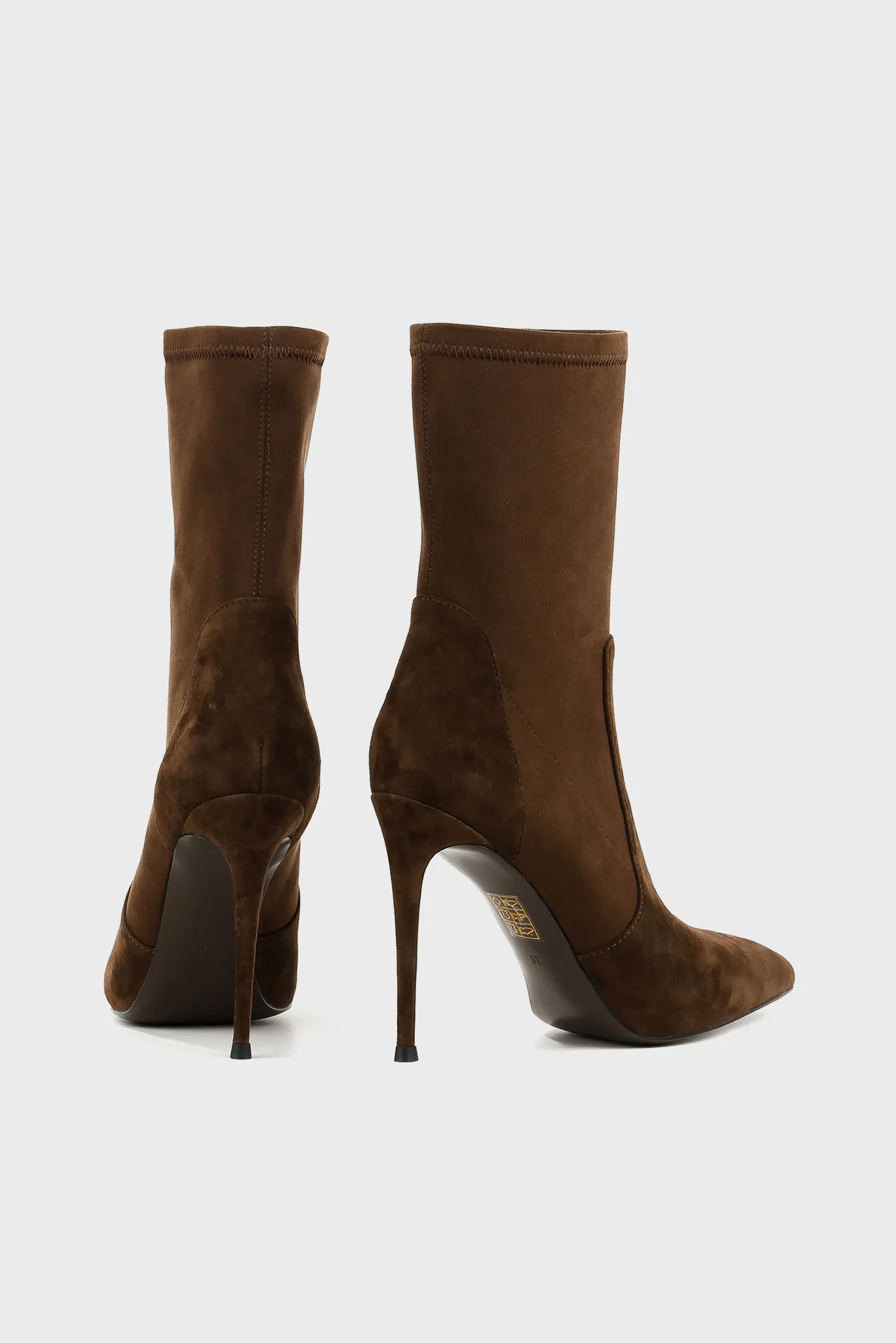 Женские коричневые замшевые ботильоны 4