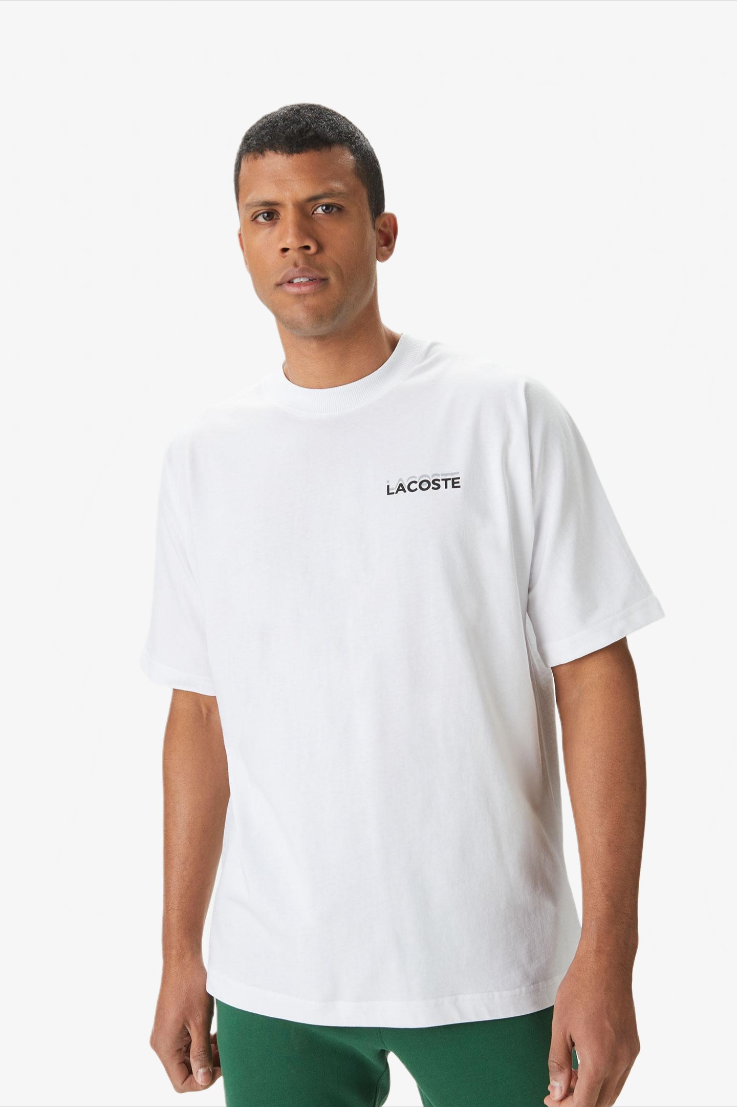 Мужская белая футболка Белый L-XL Lacoste TH0407001 Мужская белая футболка Белый L-XL Lacoste TH0407001