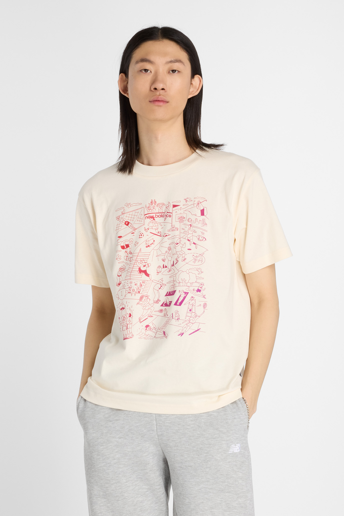 Мужская бежевая футболка Athletics S-Mural Бежевый XXL New Balance MT53913PEF Мужская бежевая футболка Athletics S-Mural Бежевый XXL New Balance MT53913PEF