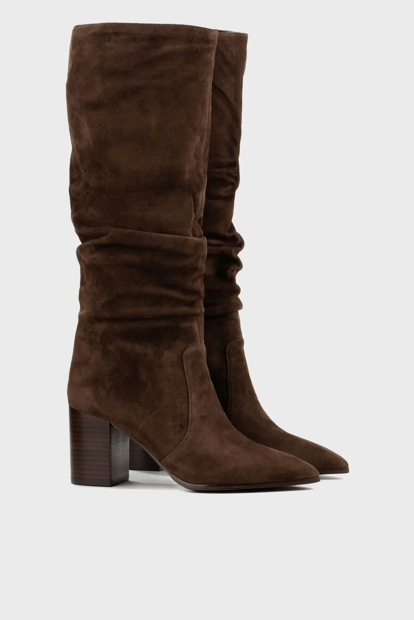 Женские коричневые замшевые сапоги 1