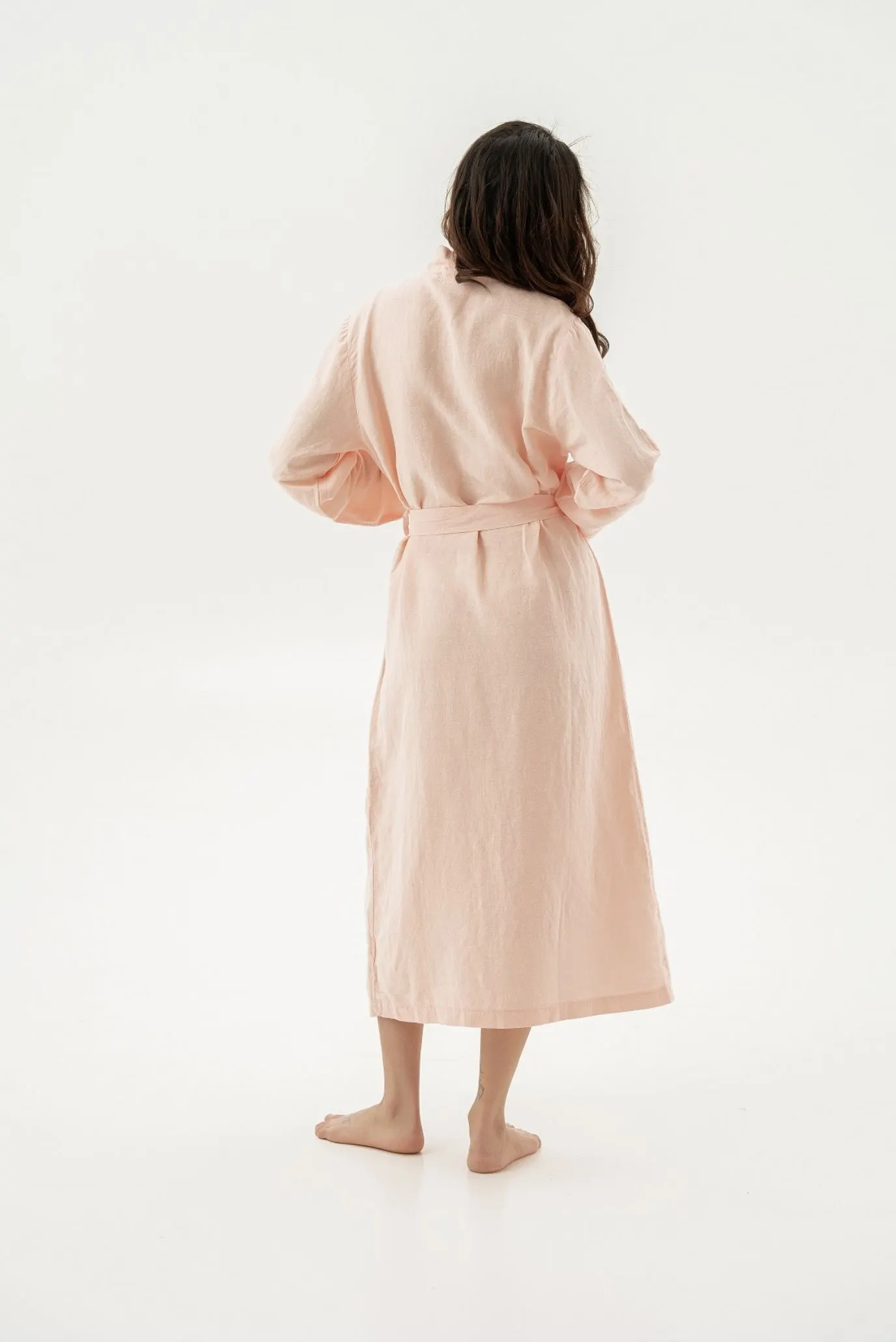 Жіночий рожевий халат-кімоно з льону Madrida powder 2