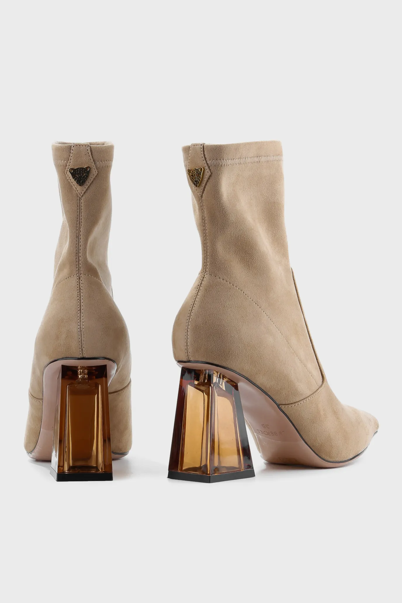 Женские бежевые стрейчевые ботильоны 5