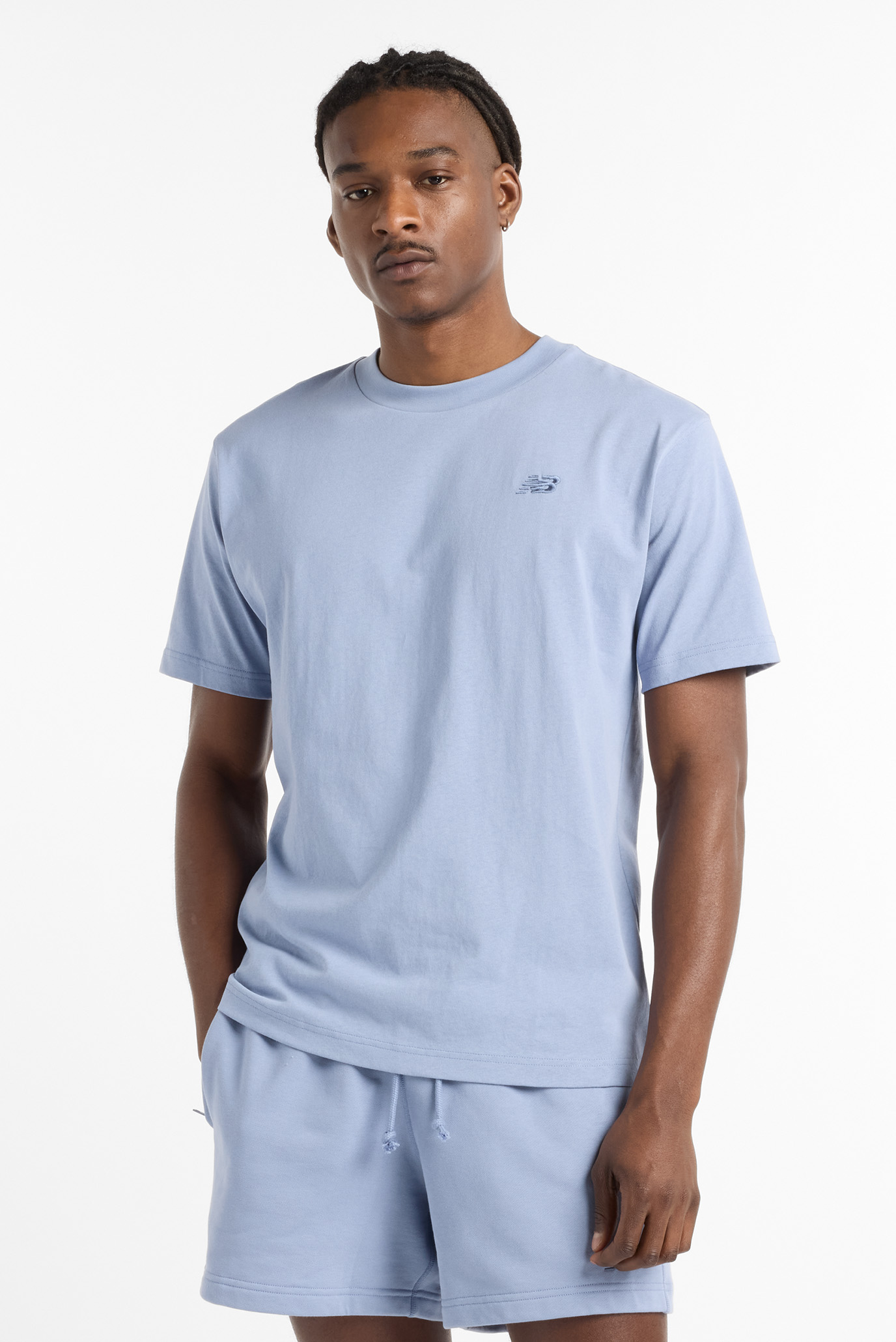Мужская голубая футболка Athletics Cotton Голубой 35-38 New Balance MT41533DUS Мужская голубая футболка Athletics Cotton Голубой 35-38 New Balance MT41533DUS