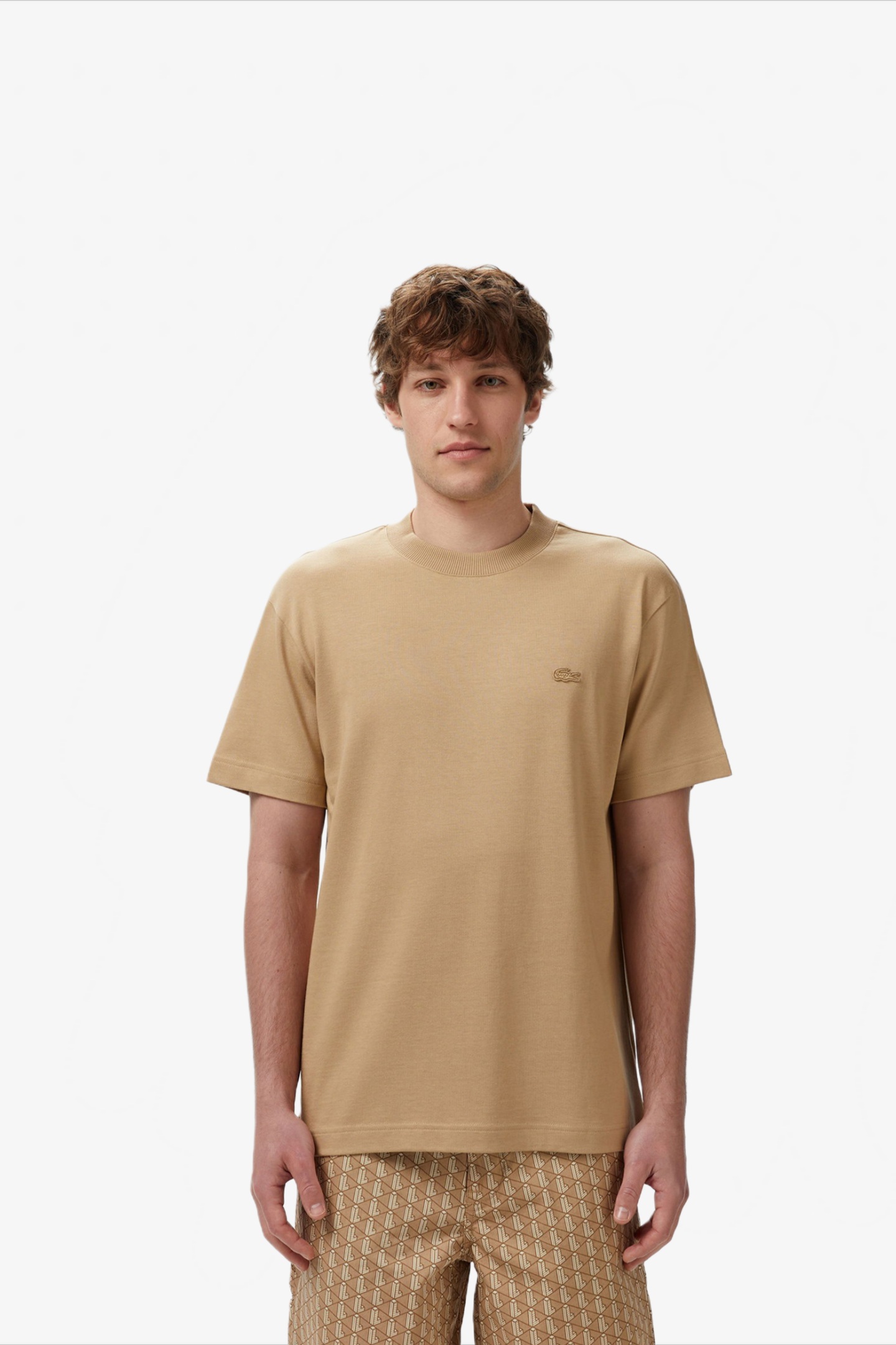 Мужская бежевая футболка Бежевый M-L Lacoste TH054102S Мужская бежевая футболка Бежевый M-L Lacoste TH054102S