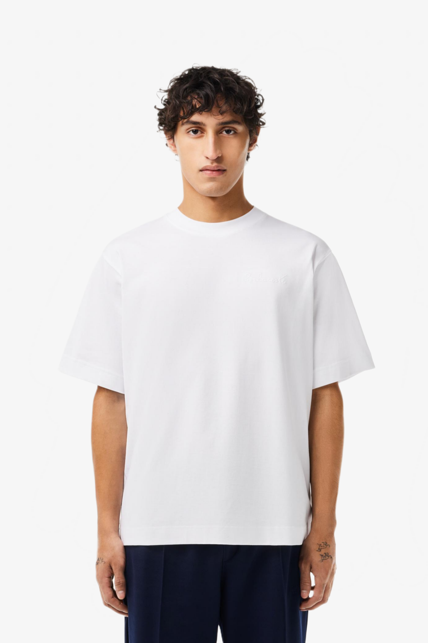 Мужская белая футболка Белый M-L Lacoste TH7537001 Мужская белая футболка Белый M-L Lacoste TH7537001