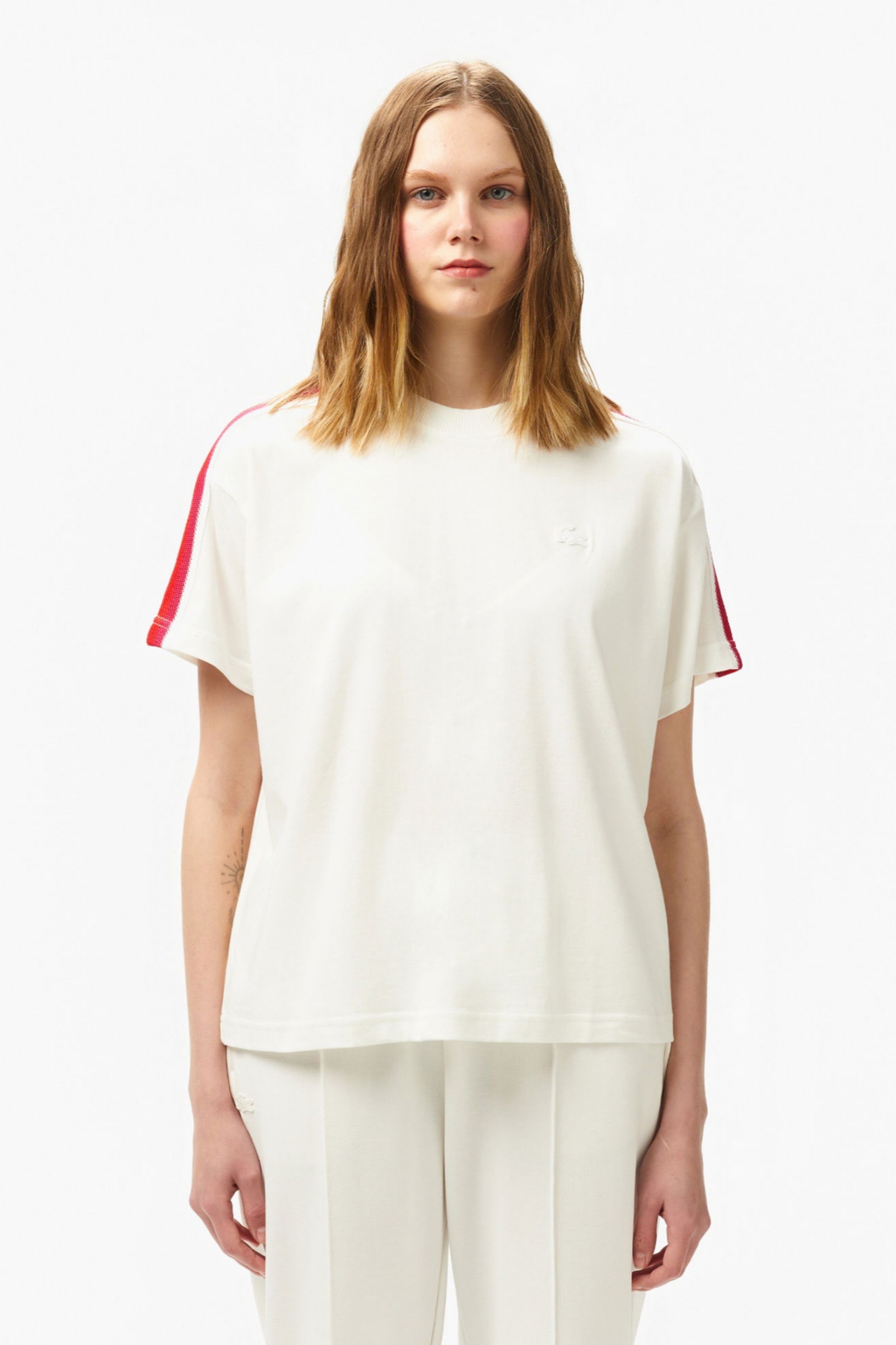 Женская белая футболка Белый 36 Lacoste TF050970V Женская белая футболка Белый 36 Lacoste TF050970V
