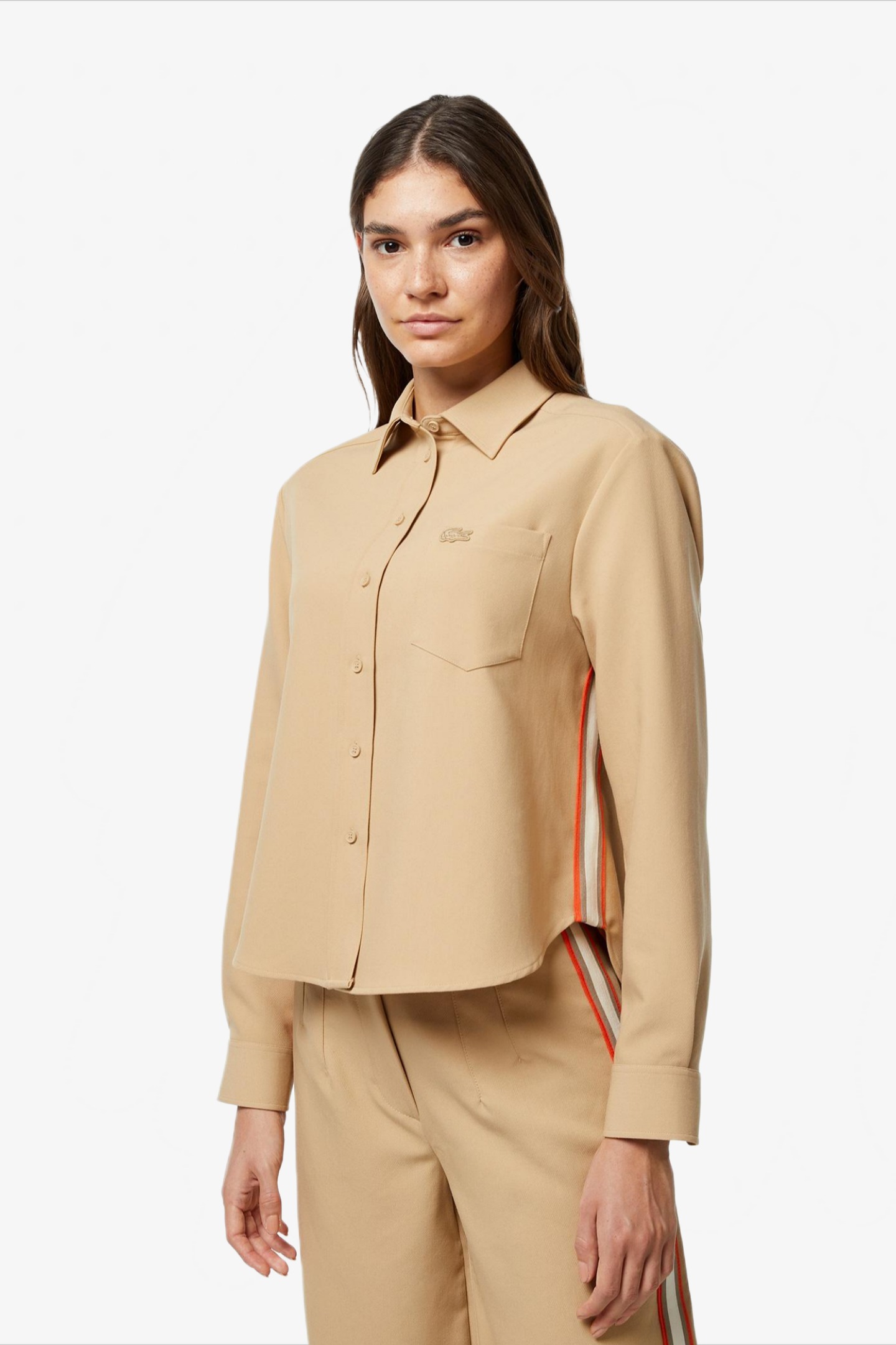 Женская коричневая рубашка Коричневый 38 Lacoste CF250302S Женская коричневая рубашка Коричневый 38 Lacoste CF250302S