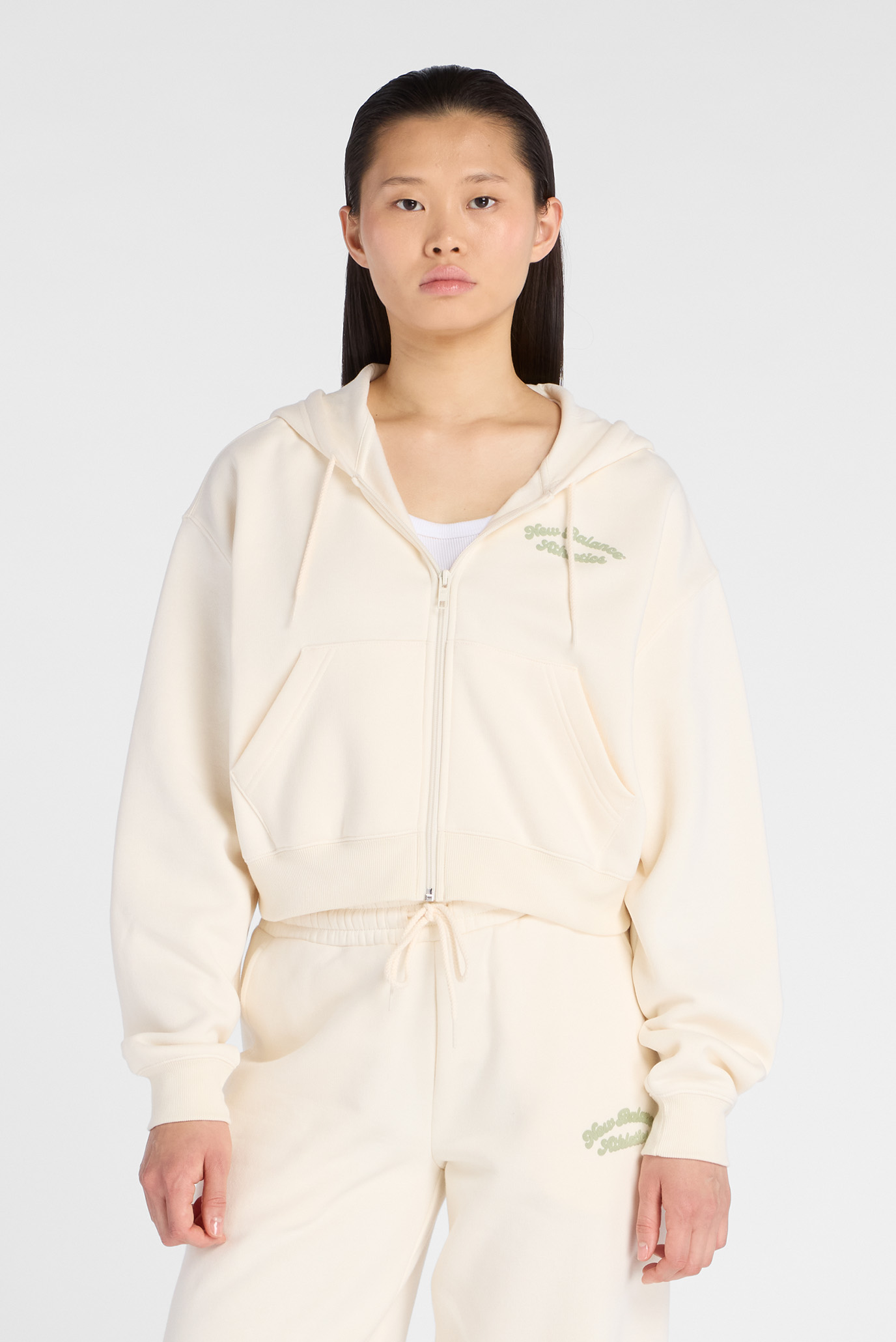 Женское бежевое худи Linear Full Zip Бежевый XL New Balance WJ53509PEF Женское бежевое худи Linear Full Zip Бежевый XL New Balance WJ53509PEF