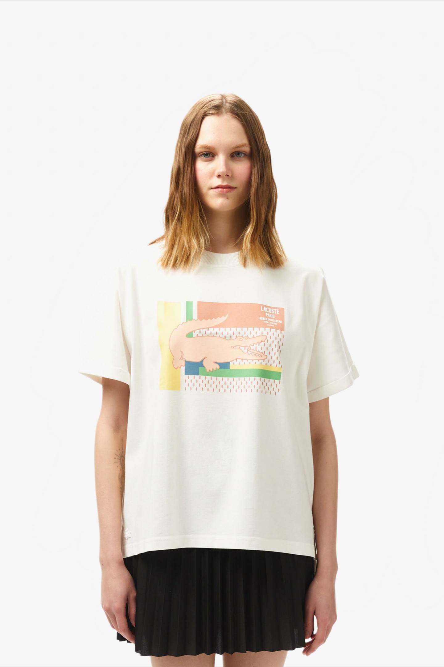 Женская белая футболка Белый 38 Lacoste TF051470V Женская белая футболка Белый 38 Lacoste TF051470V