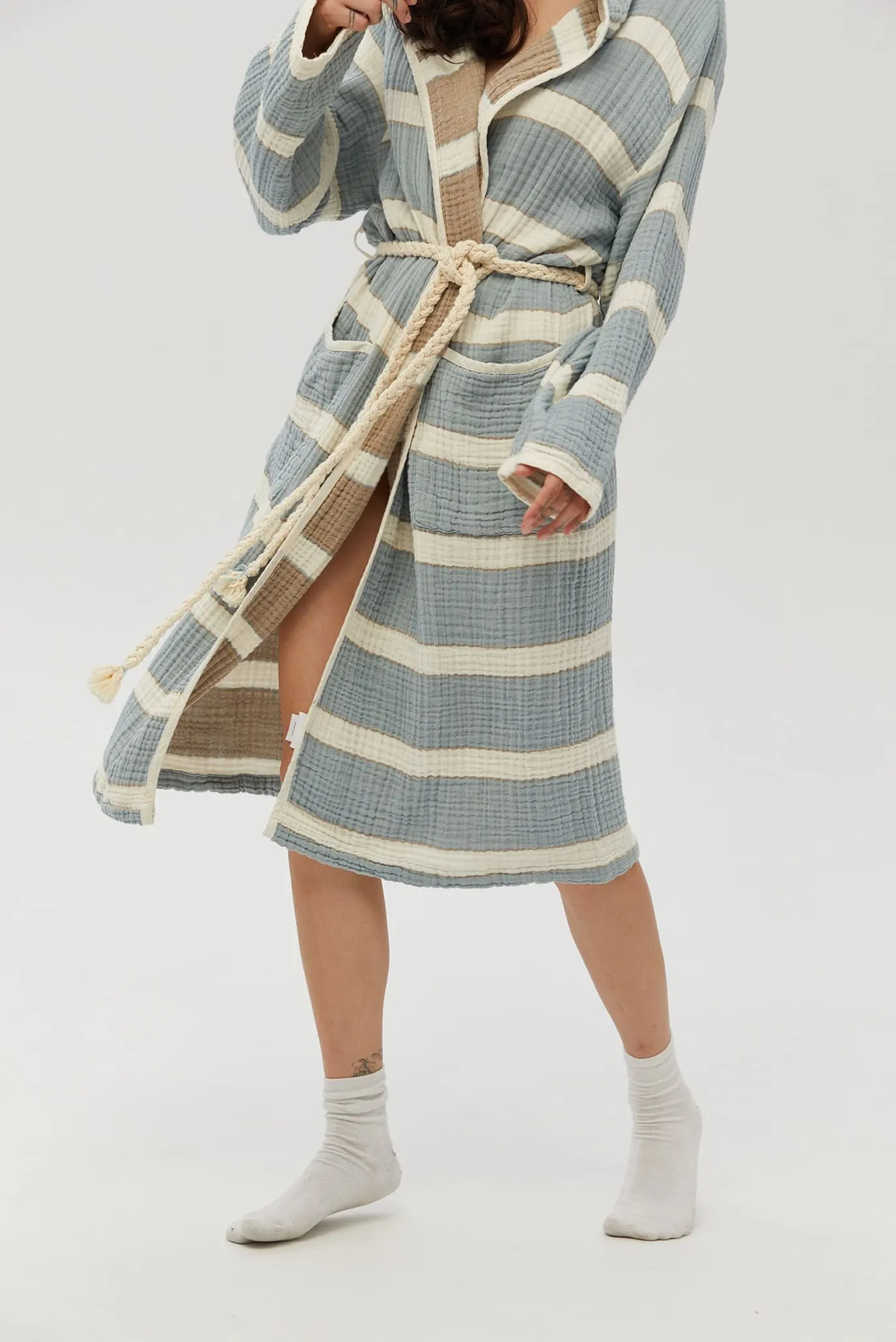 Жіночий халат Milana muslin lead blue-khaki 3