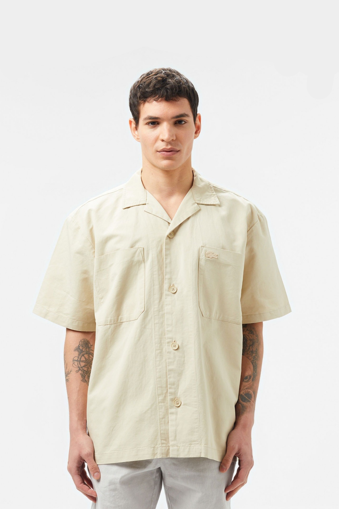 Мужская бежевая рубашка Бежевый 42 Lacoste CH0512E8M Мужская бежевая рубашка Бежевый 42 Lacoste CH0512E8M