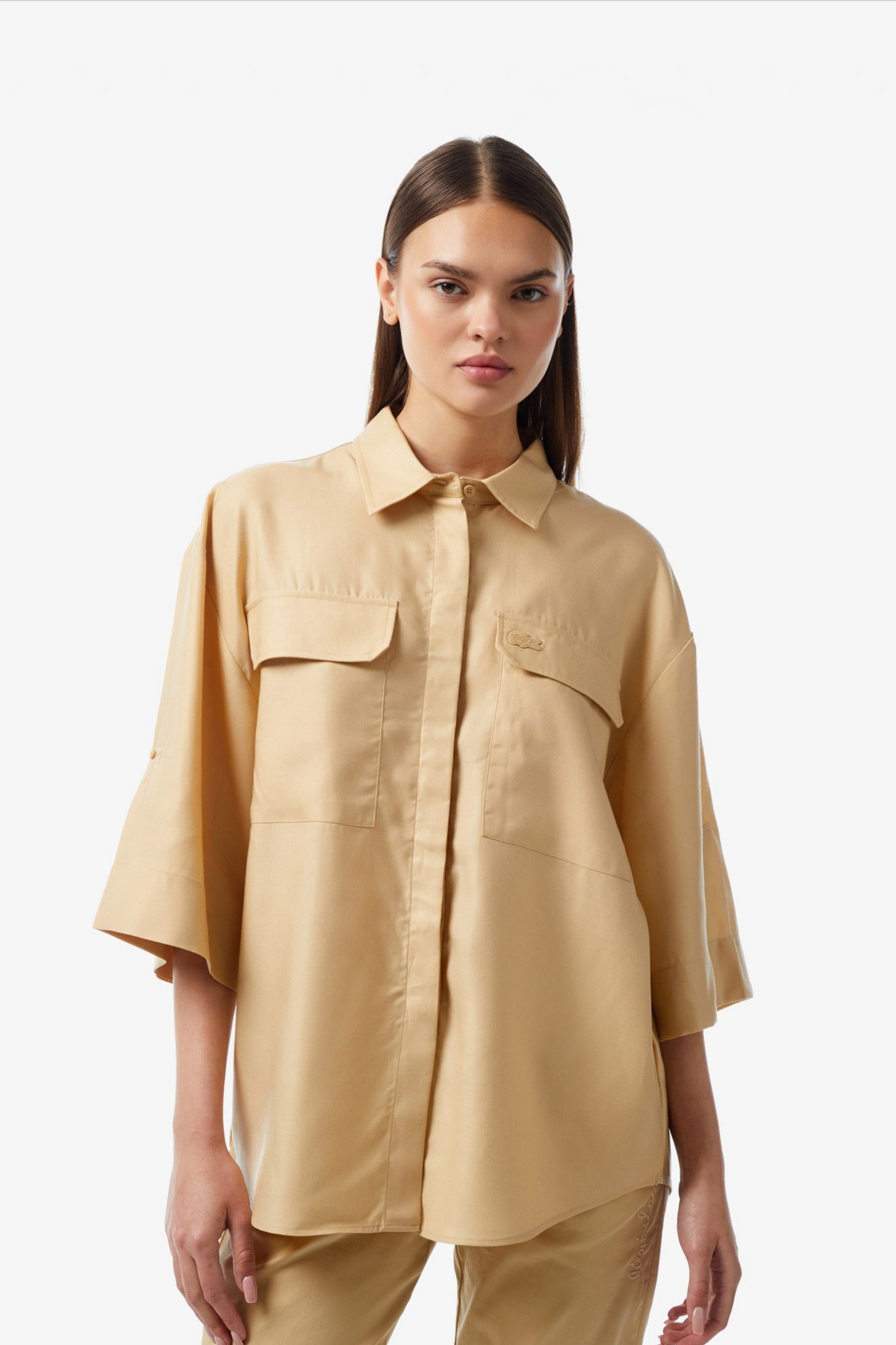 Женская бежевая рубашка Бежевый 36 Lacoste CF0410IXQ Женская бежевая рубашка Бежевый 36 Lacoste CF0410IXQ