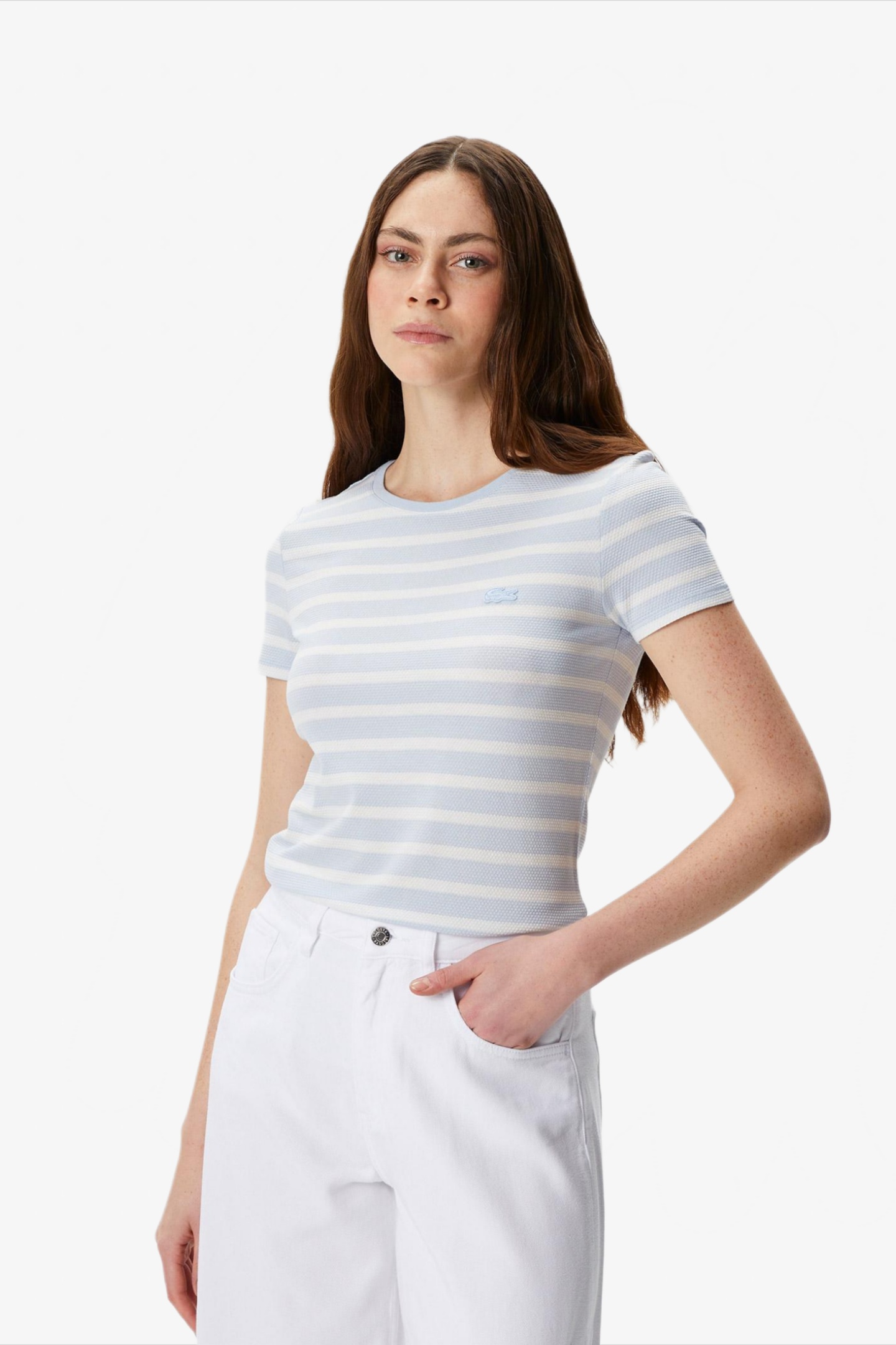 Женская голубая футболка Голубой 40 Lacoste TF082323T Женская голубая футболка Голубой 40 Lacoste TF082323T