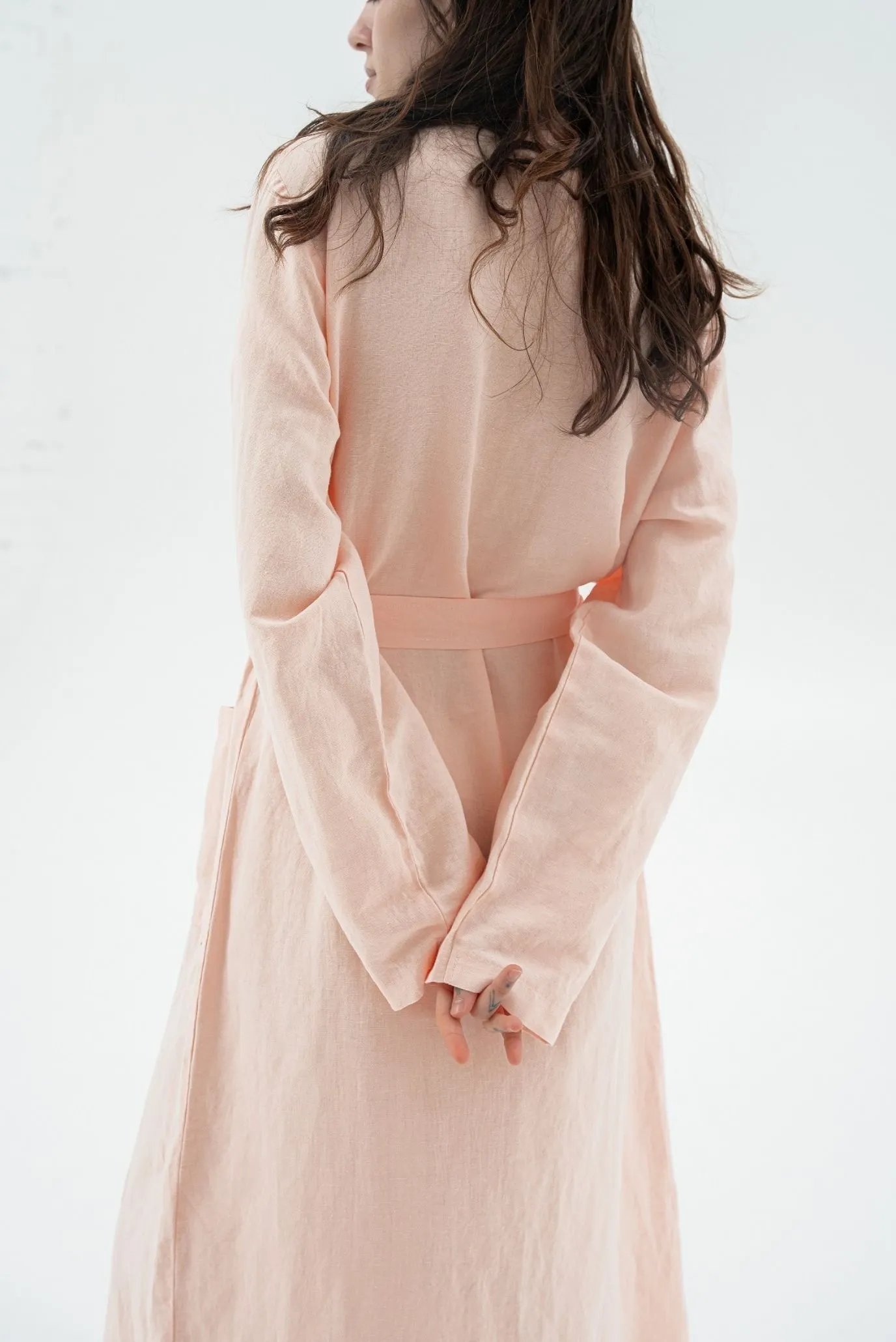 Жіночий рожевий халат-кімоно з льону Madrida powder 3