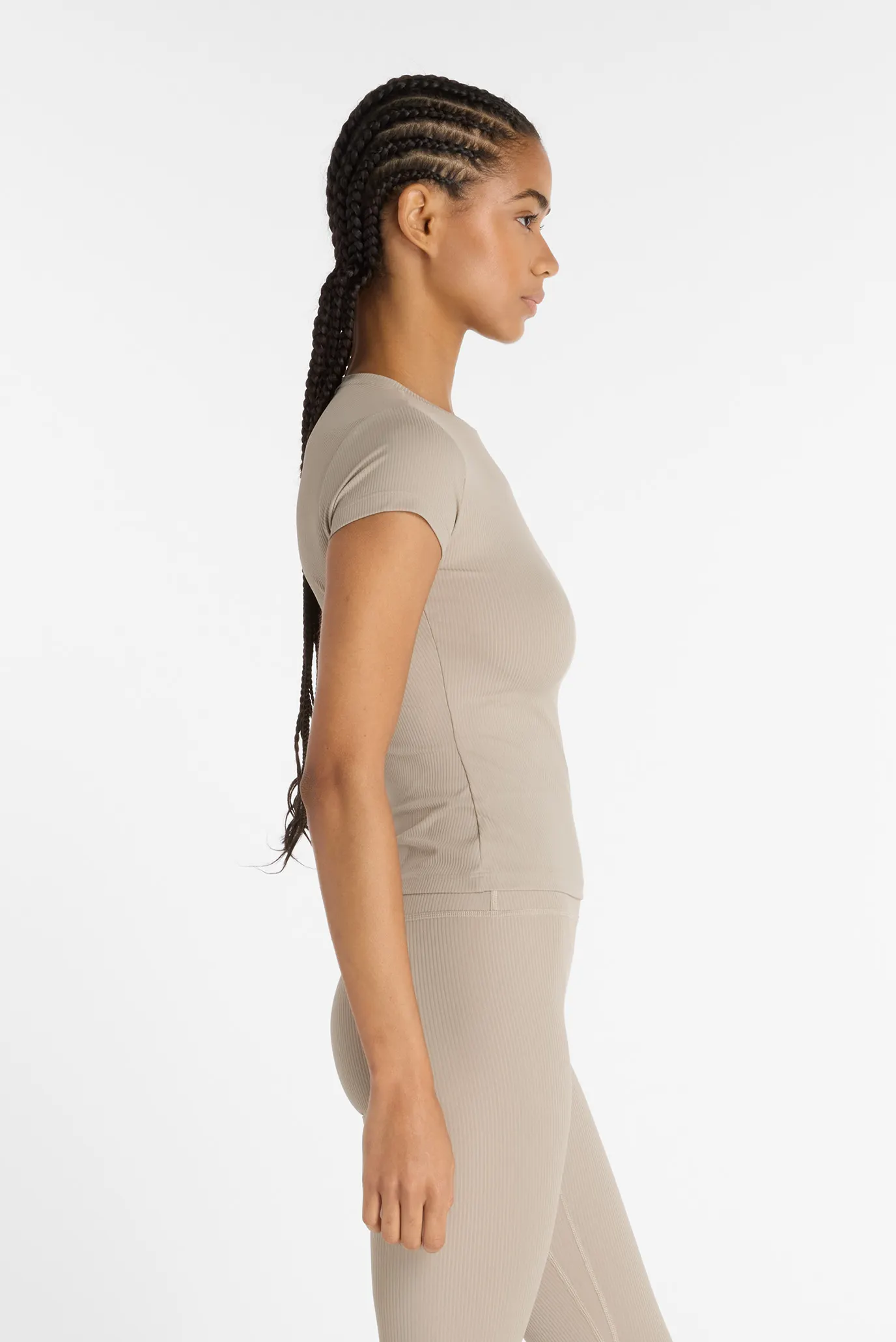 Жіноча бежева футболка Ribbed Fitted 3