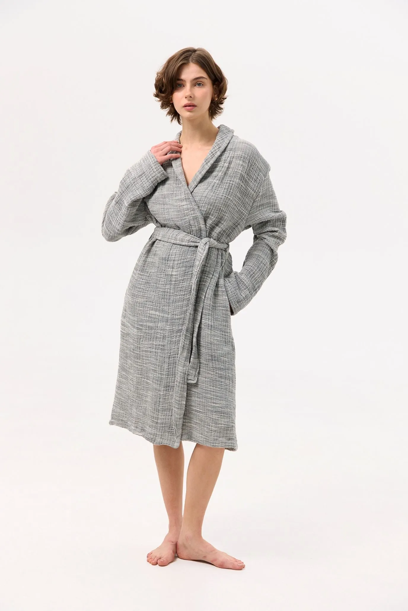 Женский серый халат Anya muslin 1