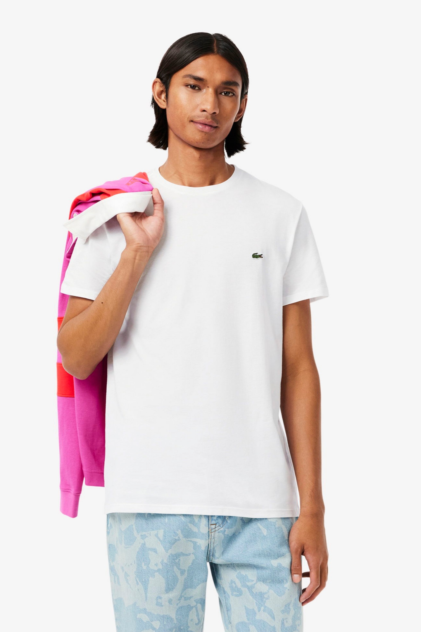 Мужская белая футболка Белый L-XL Lacoste TH6709001 Мужская белая футболка Белый L-XL Lacoste TH6709001