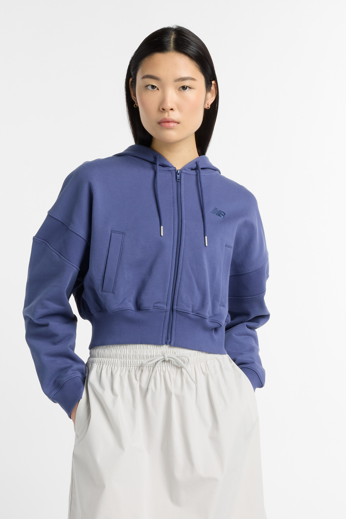 Женское синее худи Crop FT Full Zip Синий S New Balance WJ51506DRE Женское синее худи Crop FT Full Zip Синий S New Balance WJ51506DRE