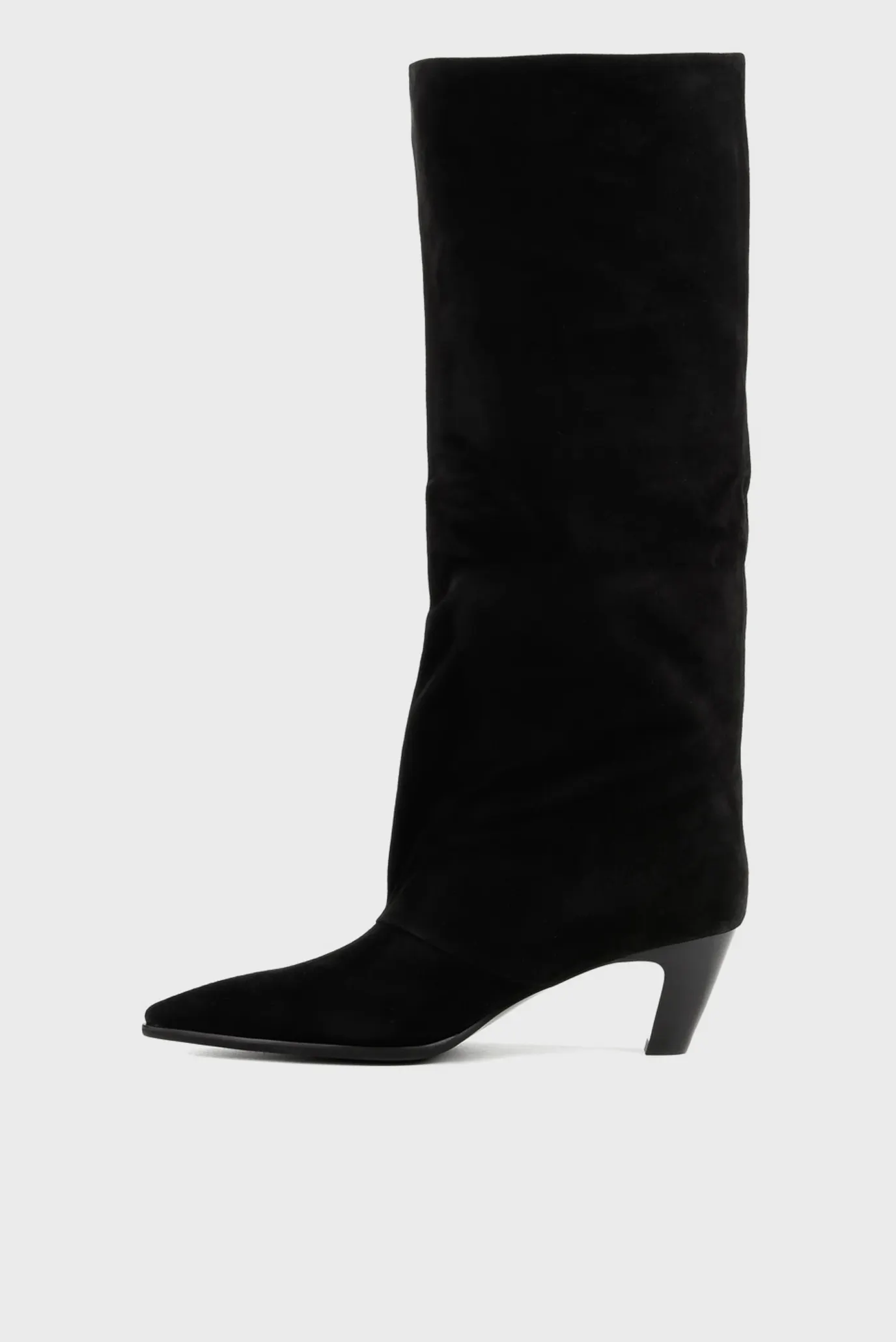 Женские черные замшевые сапоги 2