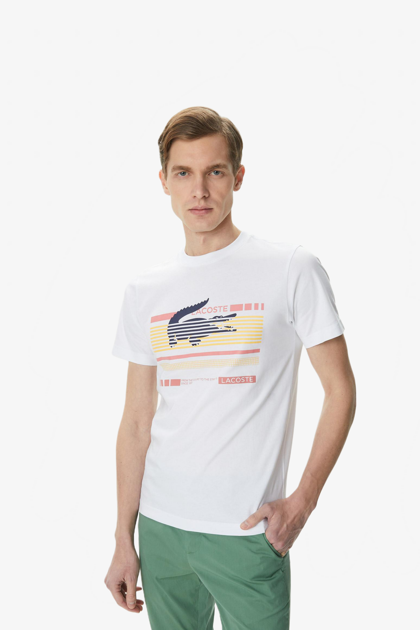 Мужская белая футболка Белый XS Lacoste TH0418001 Мужская белая футболка Белый XS Lacoste TH0418001