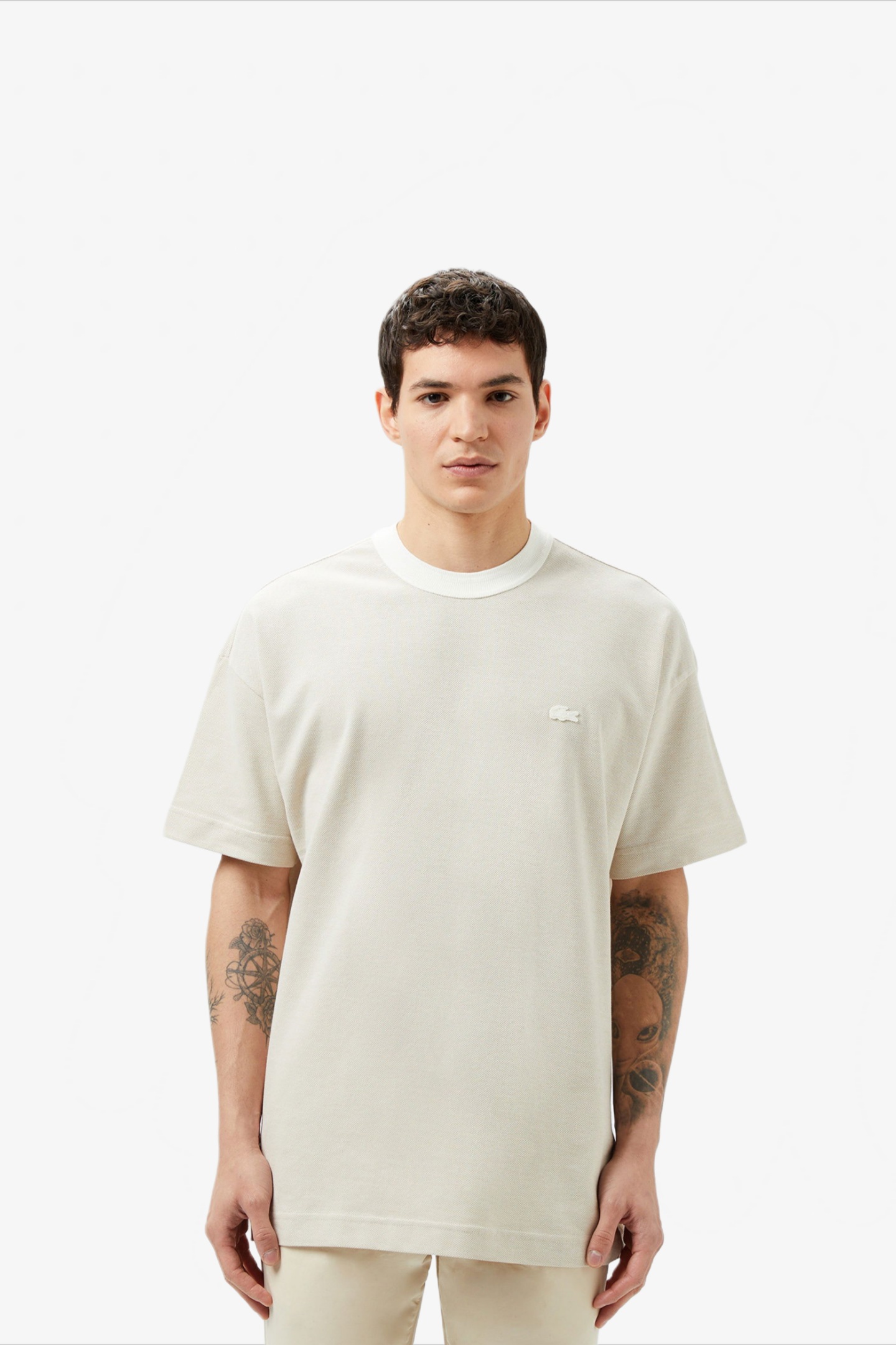 Мужская бежевая футболка Бежевый M-L Lacoste TH056470V Мужская бежевая футболка Бежевый M-L Lacoste TH056470V