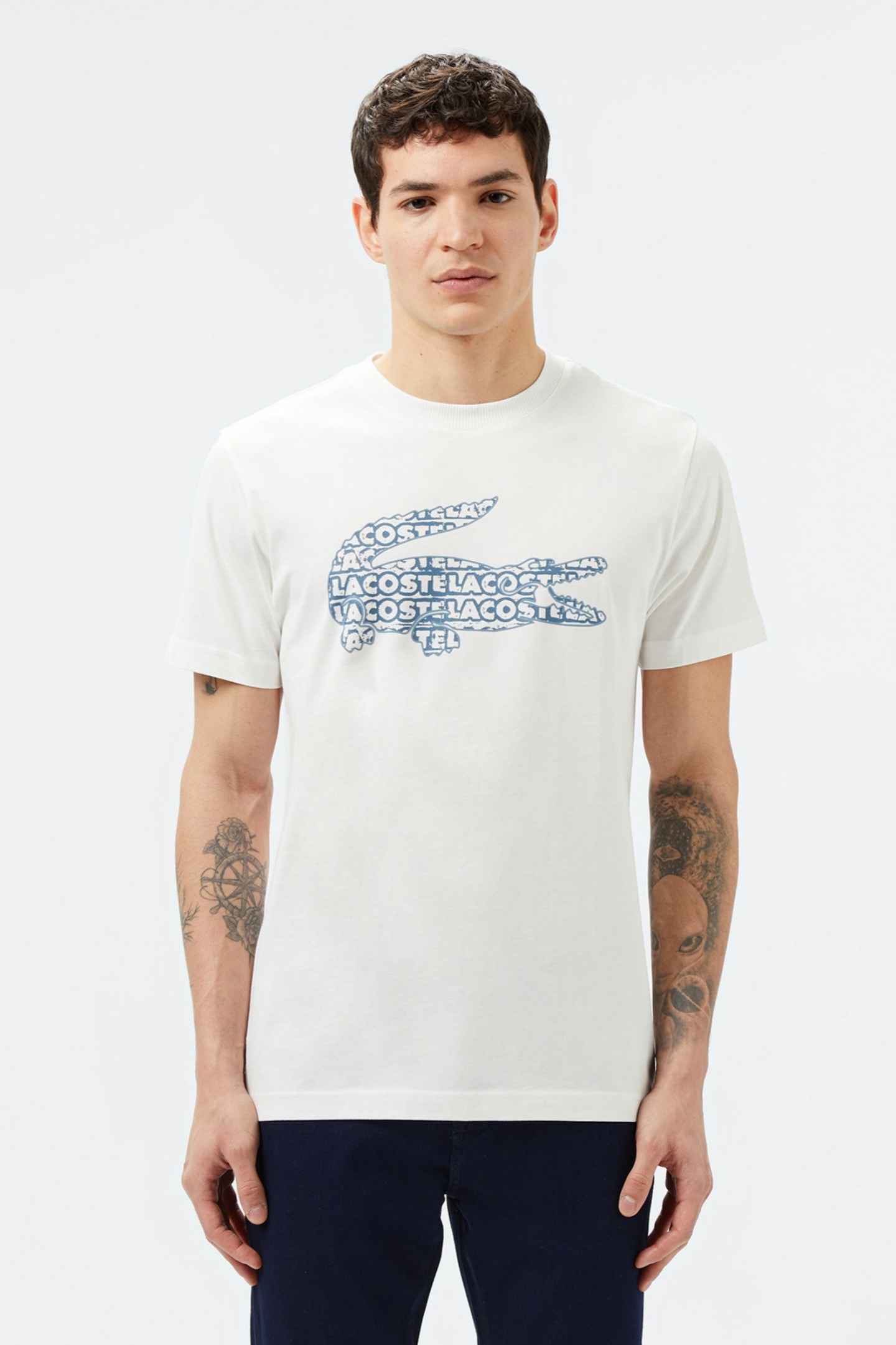 Мужская белая футболка Белый L-XL Lacoste TH050870V Мужская белая футболка Белый L-XL Lacoste TH050870V