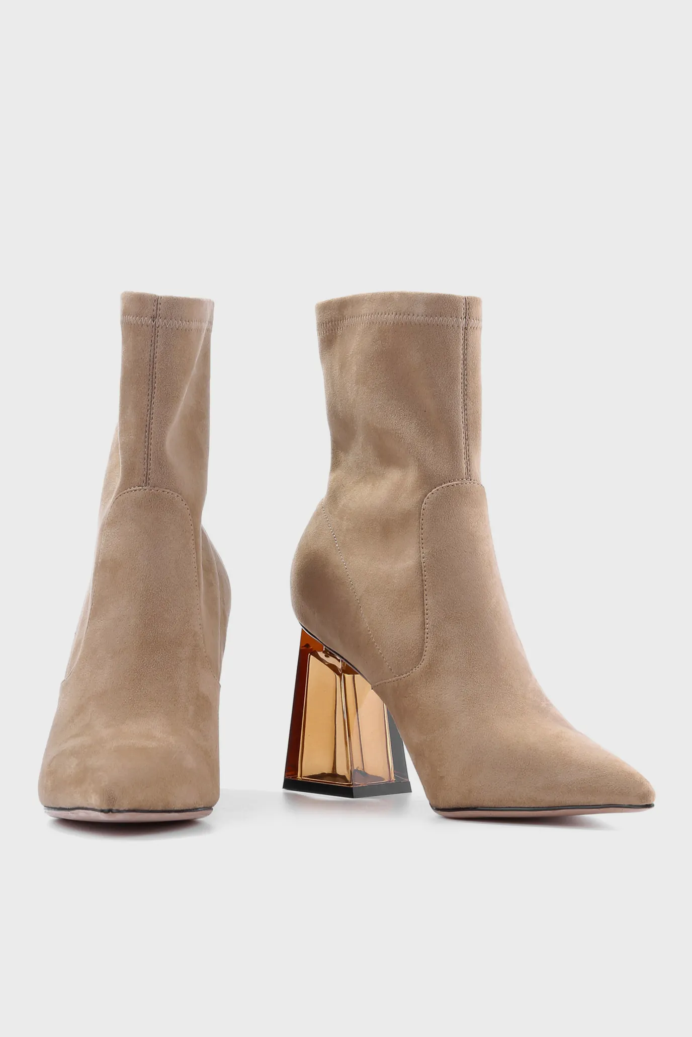 Женские бежевые стрейчевые ботильоны 4