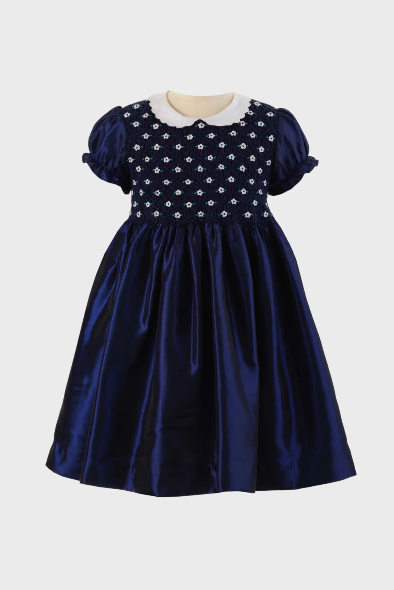 Детское синее платье TAFFETA SMOCKED 1