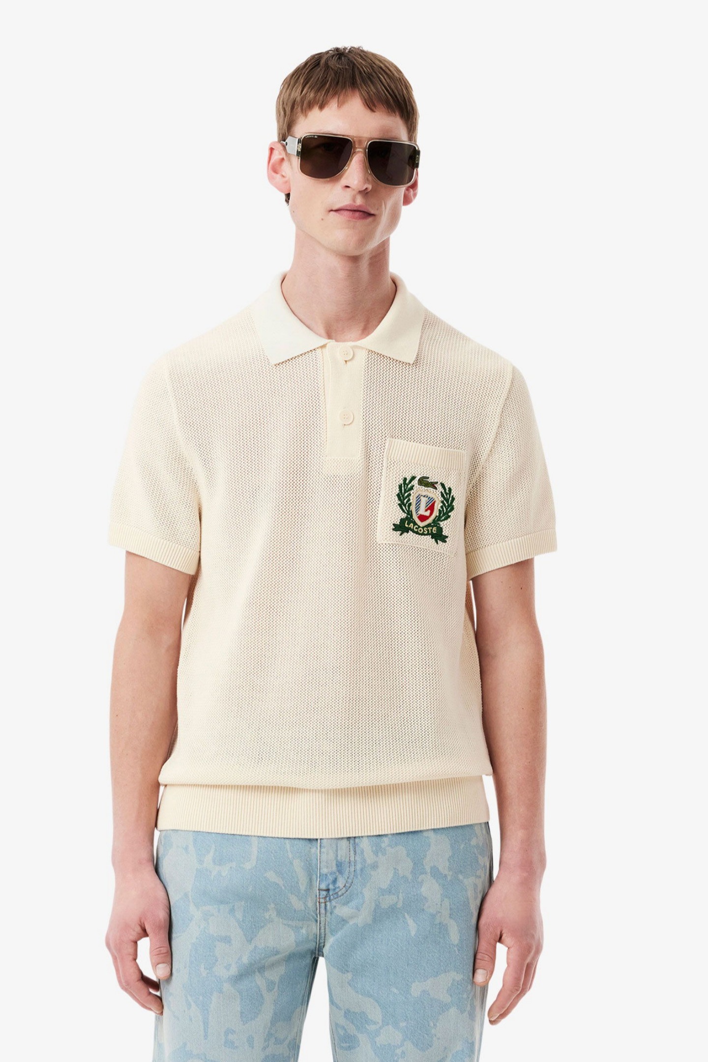 Мужской бежевый свитер Бежевый XL Lacoste AH0730XFJ Мужской бежевый свитер Бежевый XL Lacoste AH0730XFJ
