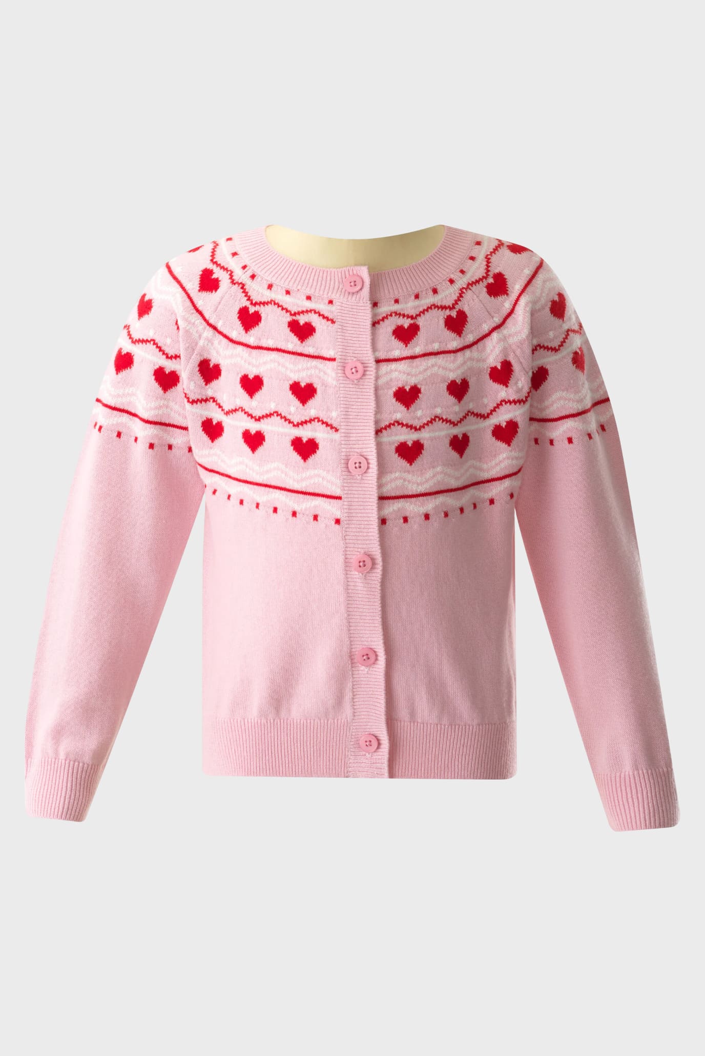 Детский розовый кардиган Heart Intarsia 1