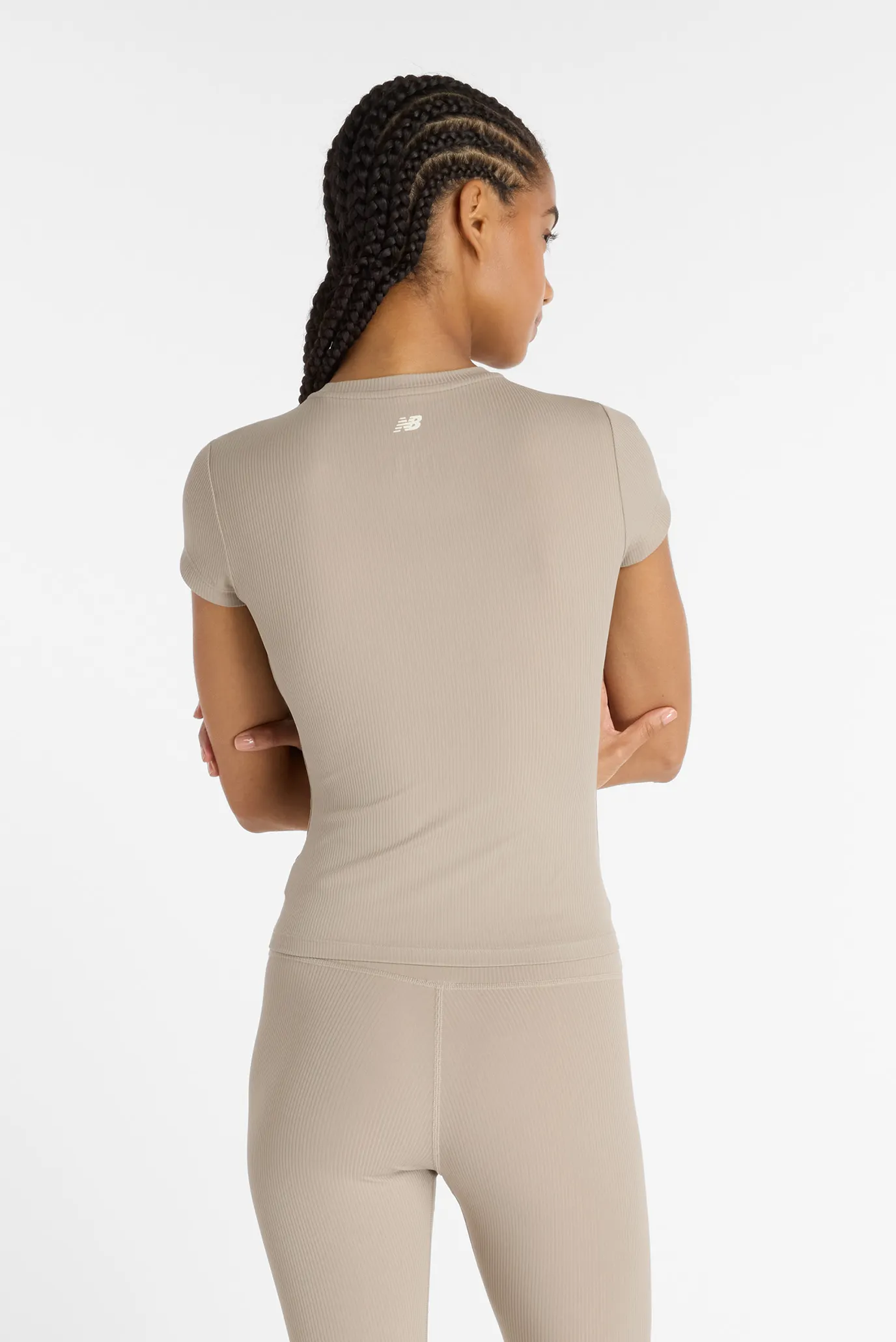 Жіноча бежева футболка Ribbed Fitted 2
