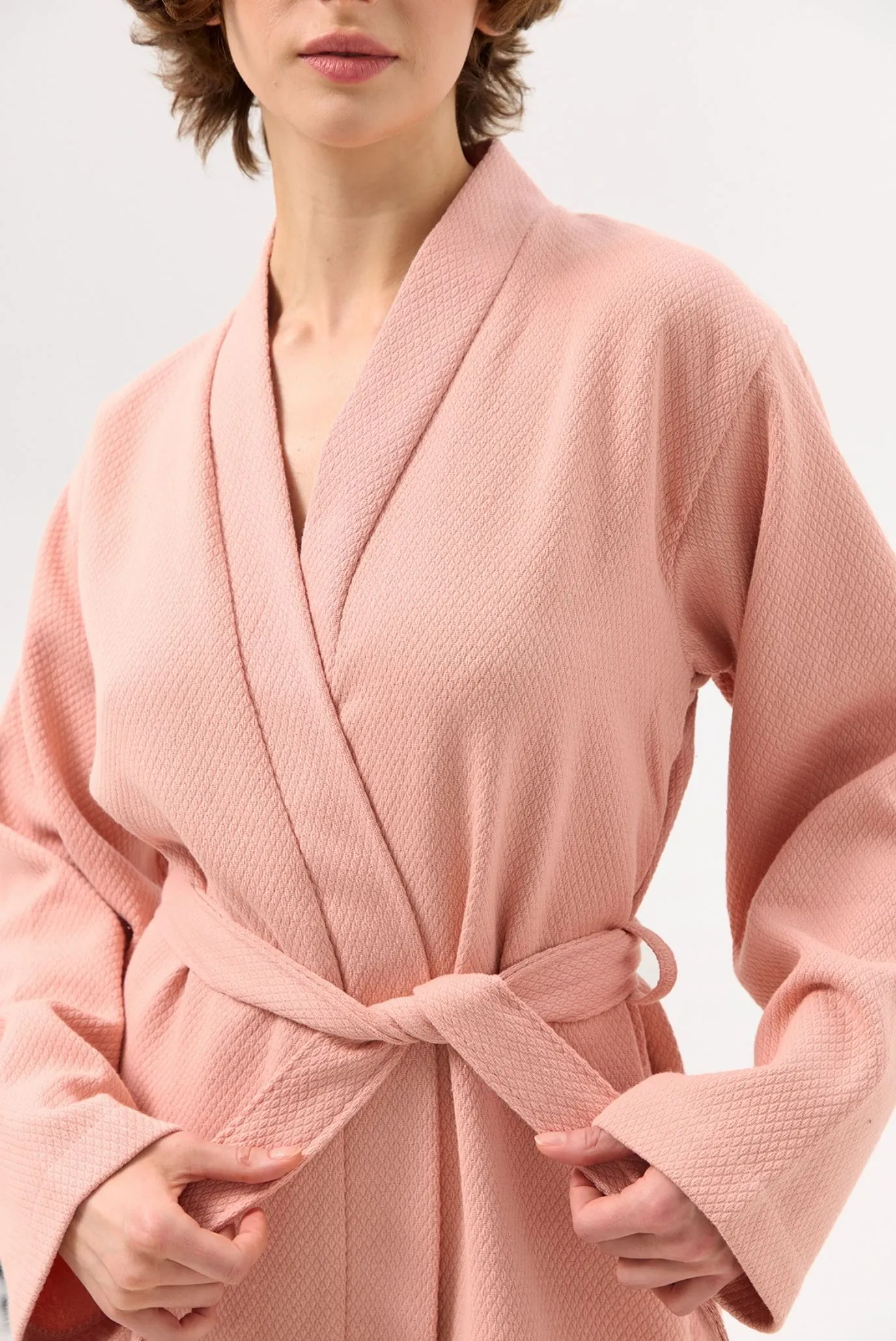 Жіночий рожевий халат-кімоно Samma пудра 3