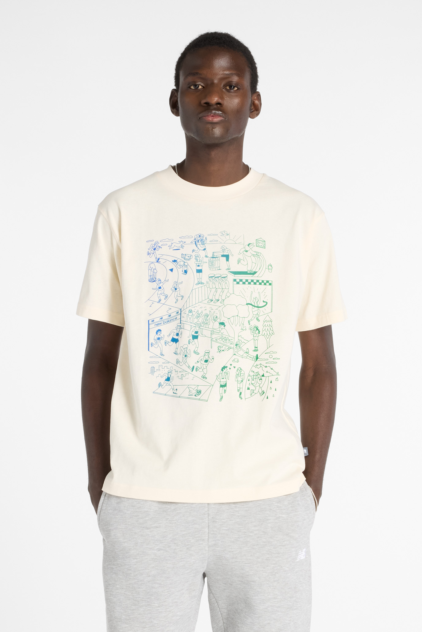 Мужская бежевая футболка Athletics R-Mural Бежевый L New Balance MT53916PEF Мужская бежевая футболка Athletics R-Mural Бежевый L New Balance MT53916PEF