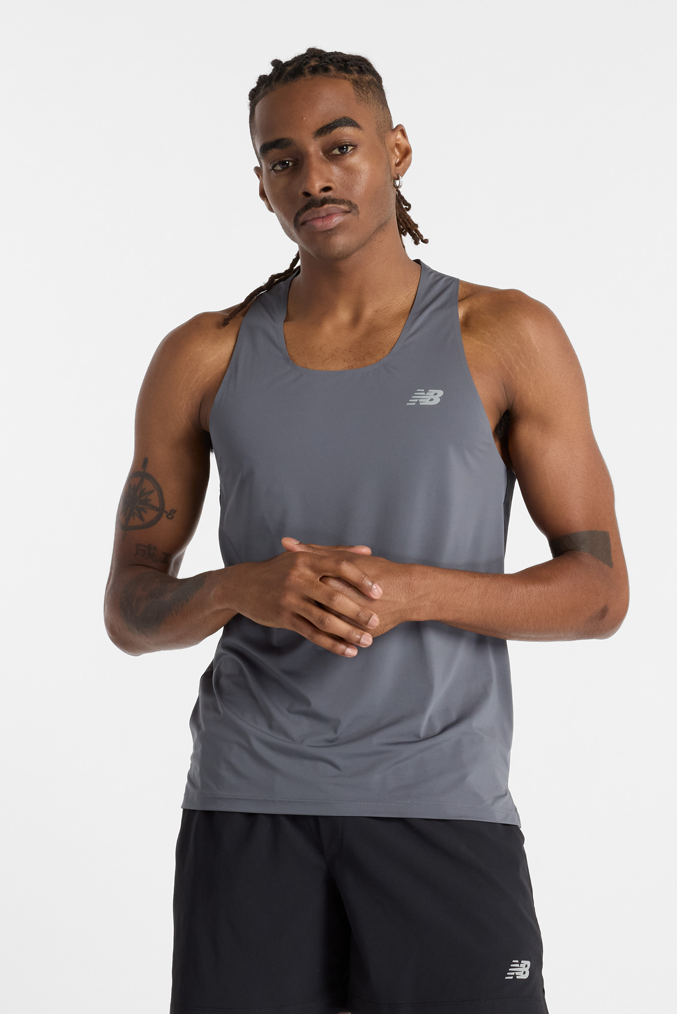 Мужская серая майка Race Day Серый M New Balance MT43512GT Мужская серая майка Race Day Серый M New Balance MT43512GT