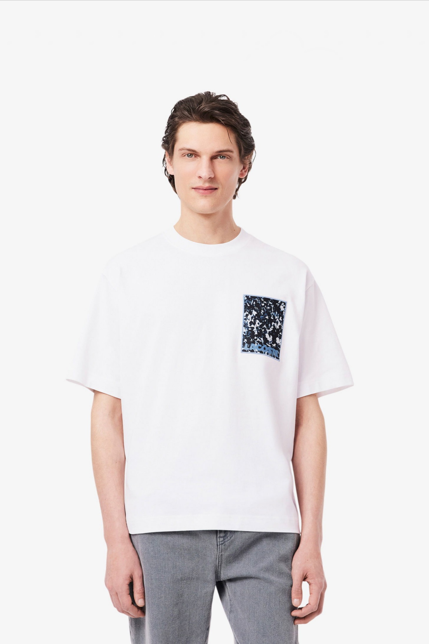 Мужская белая футболка Белый L-XL Lacoste TH0584001 Мужская белая футболка Белый L-XL Lacoste TH0584001